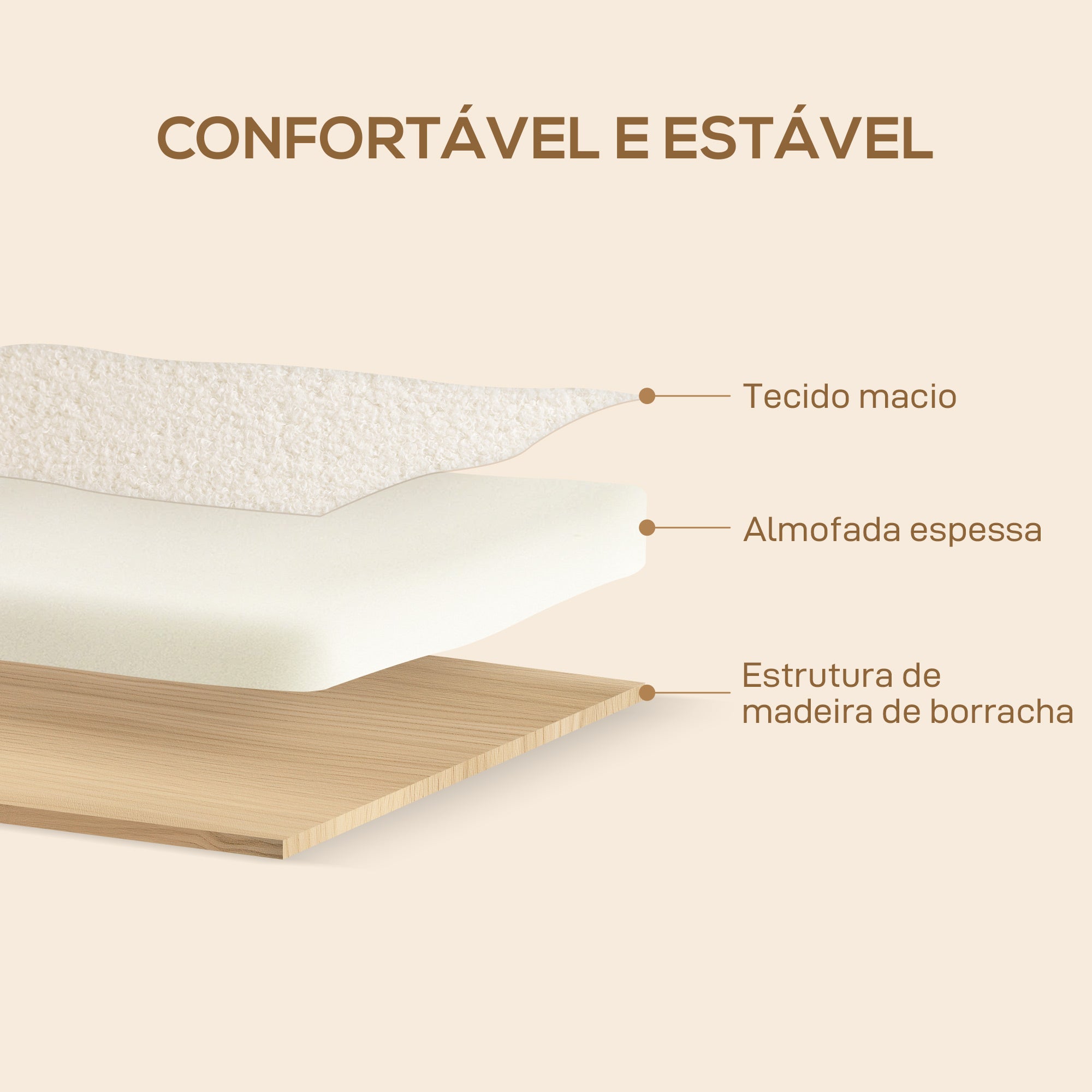 Poltrona Nórdica Estofada em Borrego 74,5x76x78 cm - Creme Branco