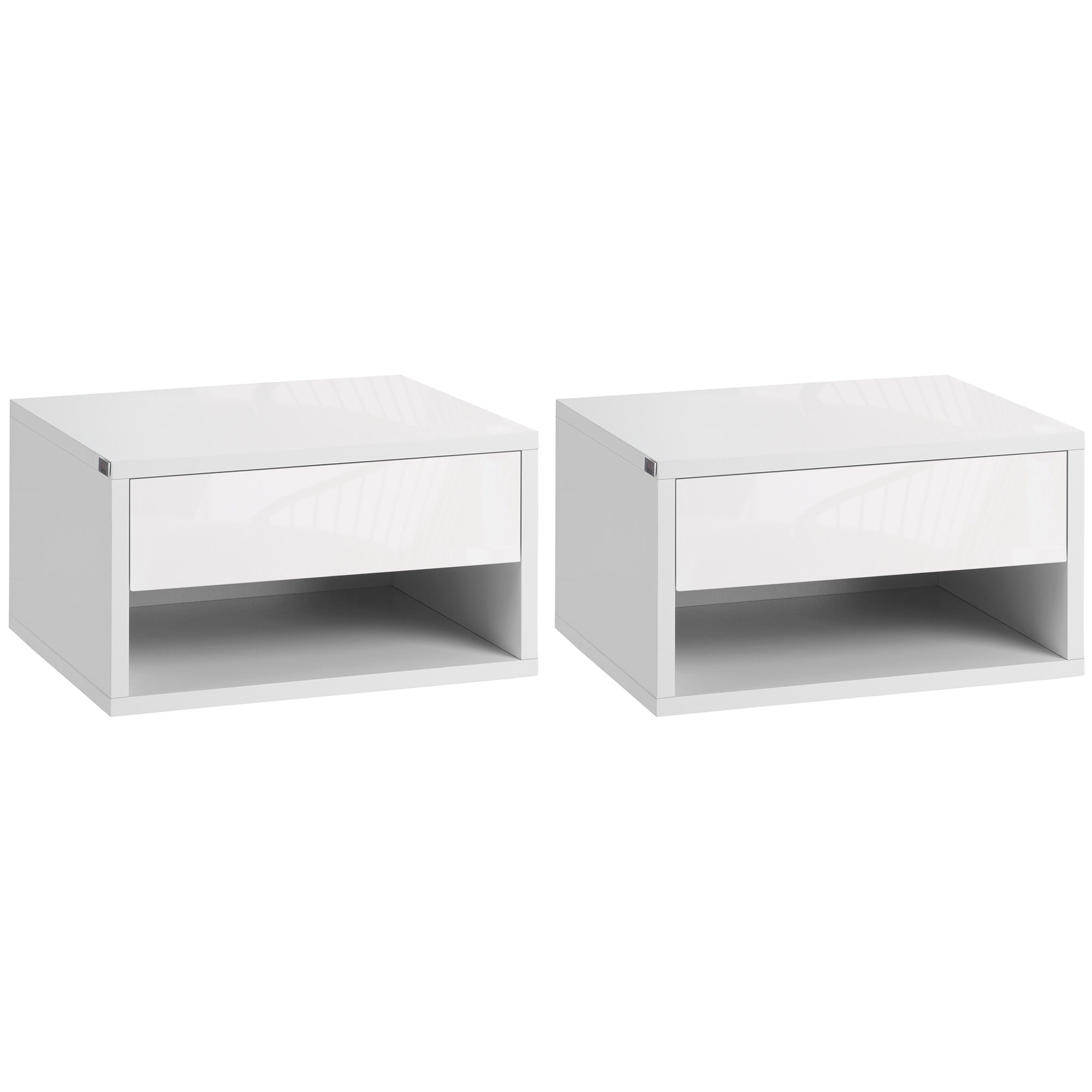 Conjunto de 2 Mesas de Cabeceira Flutuantes 37x32x21 cm - Branco