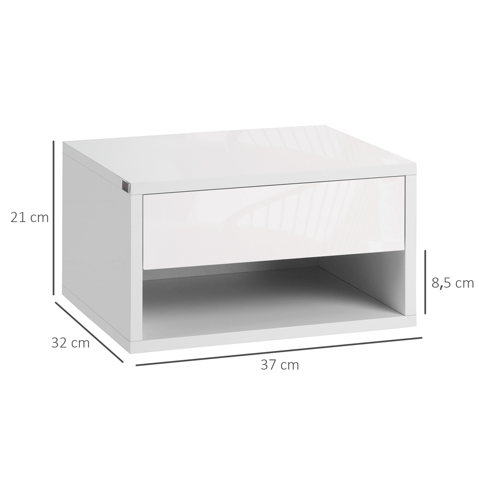 Conjunto de 2 Mesas de Cabeceira Flutuantes 37x32x21 cm - Branco