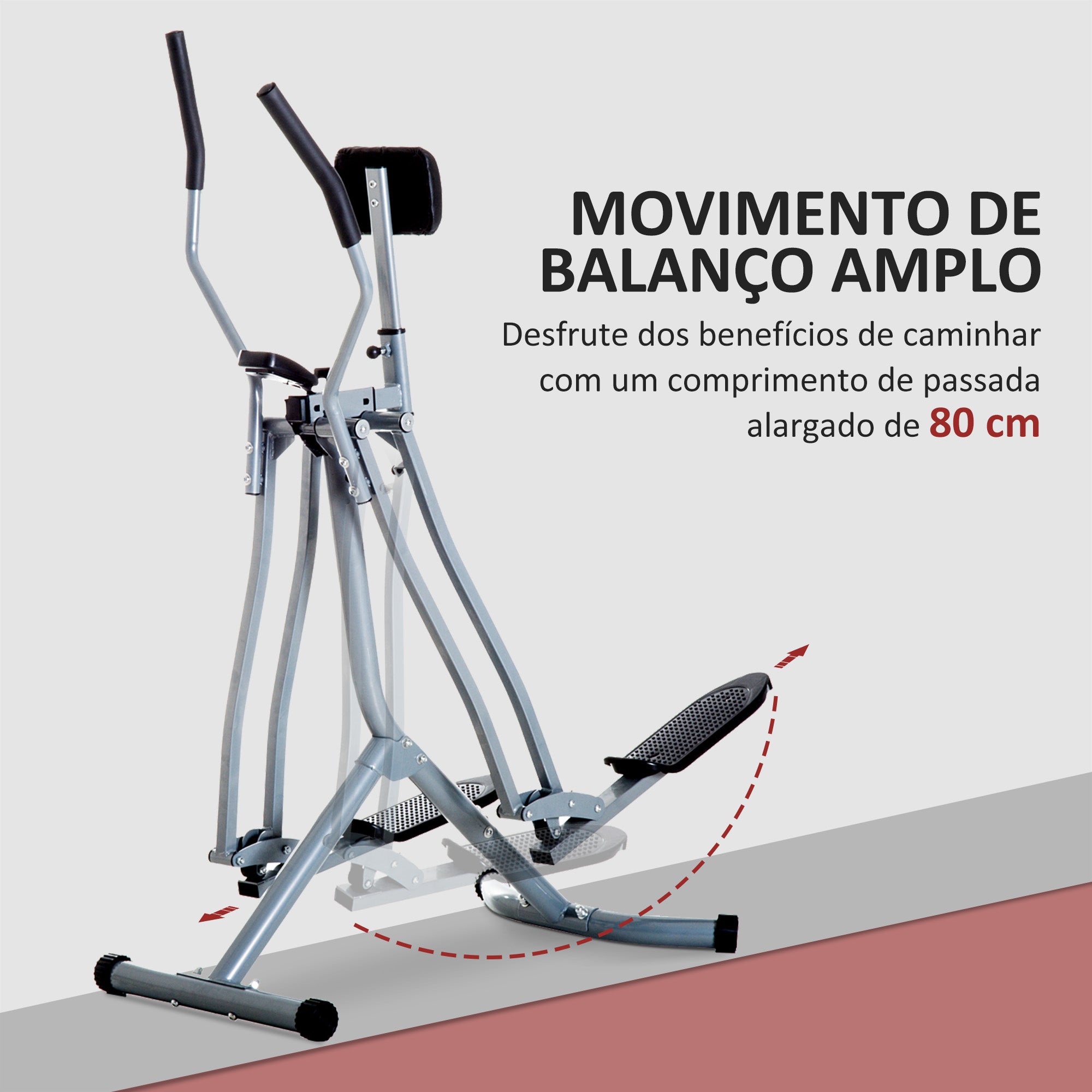 Bicicleta Elíptica Ajustável 96x60x152 cm Cinza Claro
