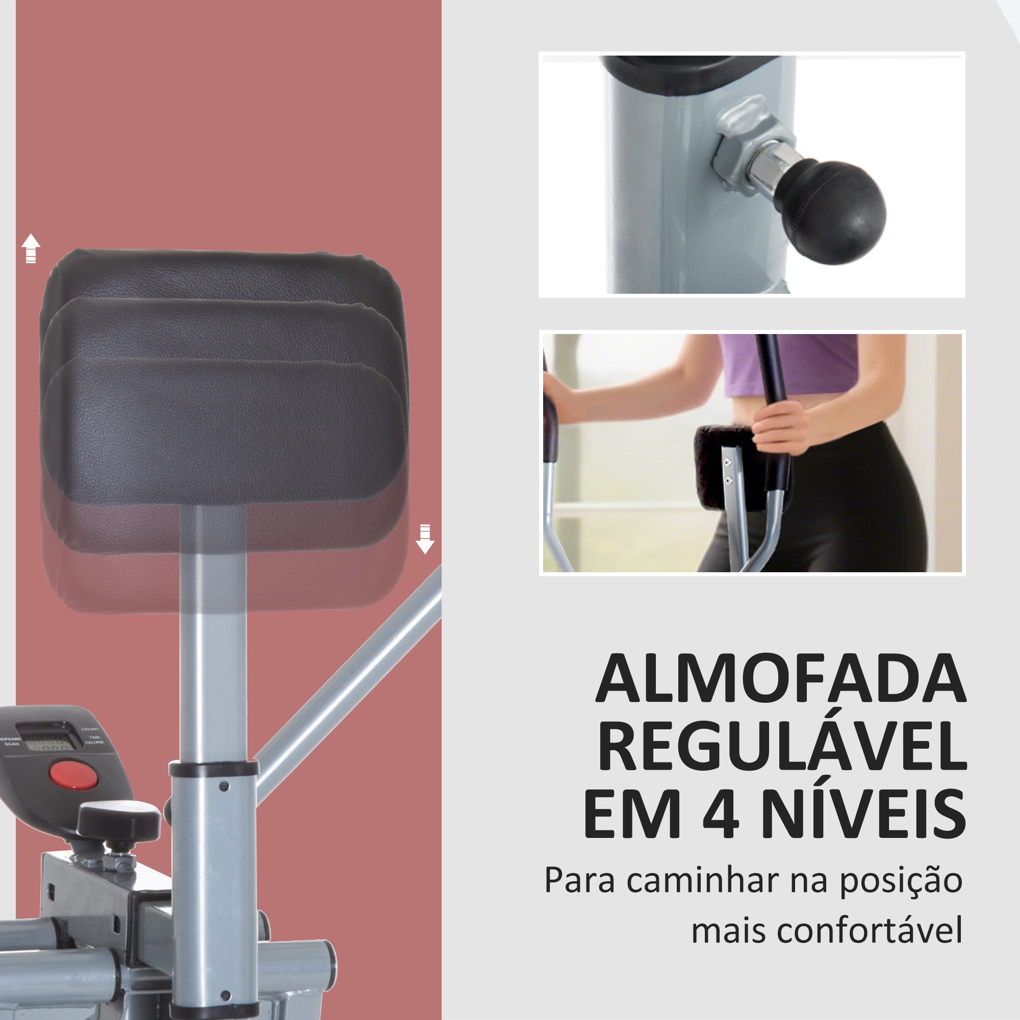 Bicicleta Elíptica Ajustável 96x60x152 cm Cinza Claro