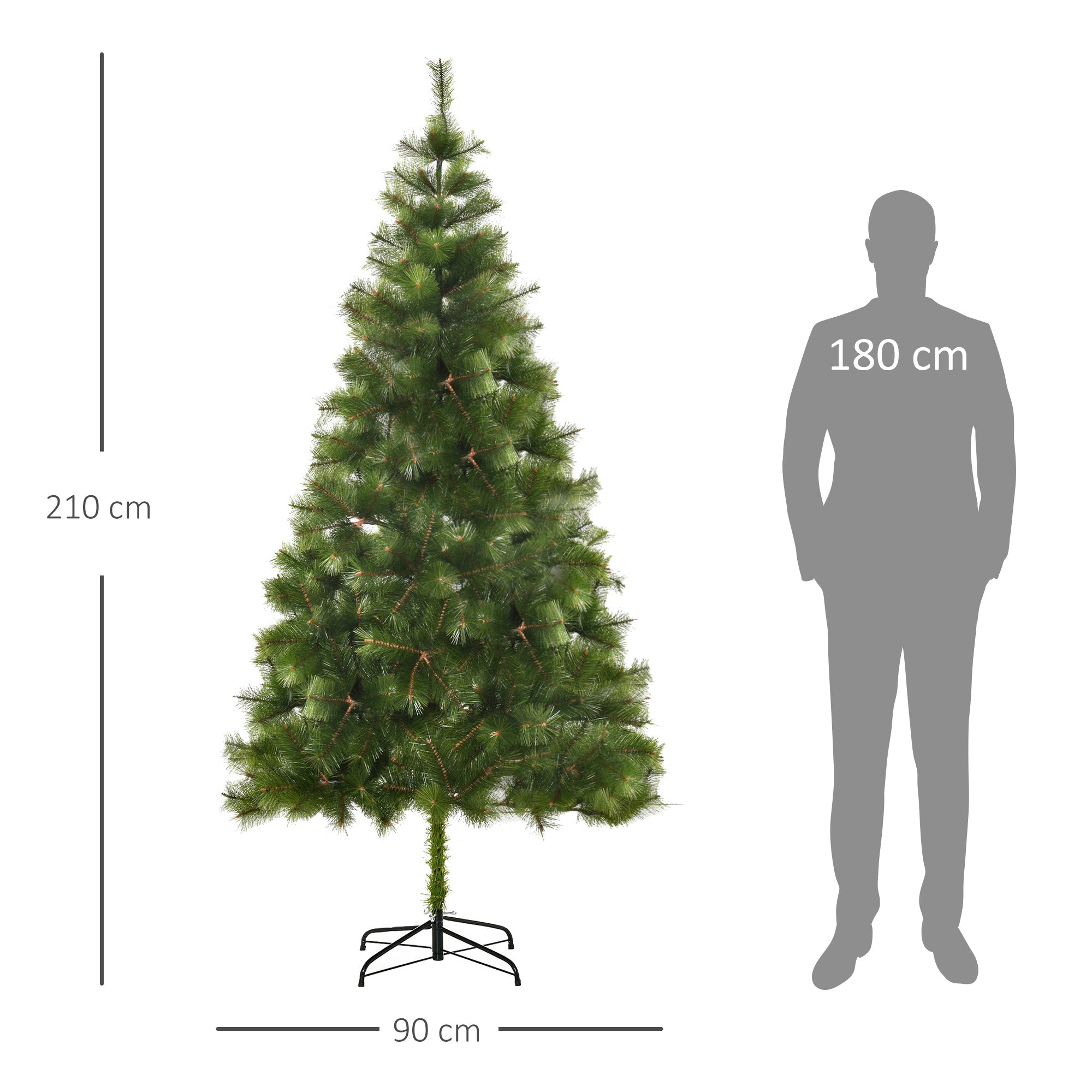 Árvore de Natal Artificial 210cm Verde - Medidas 90x90x210 cm