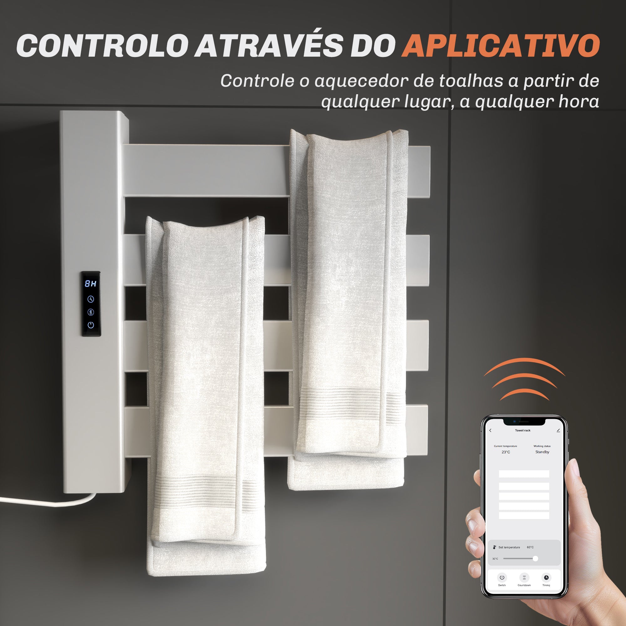 Toalheiro Elétrico de Parede Branco 47,5x9,5x49 cm