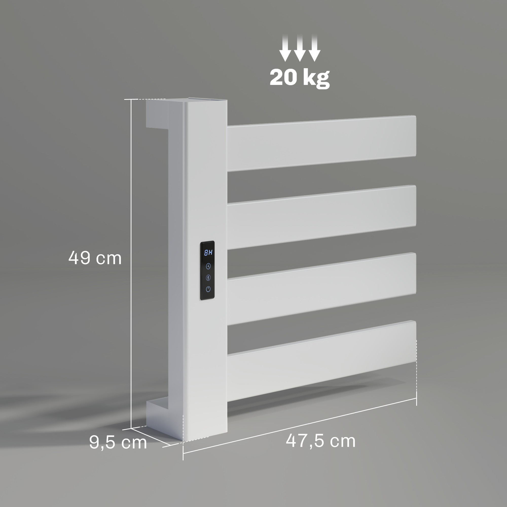 Toalheiro Elétrico de Parede Branco 47,5x9,5x49 cm