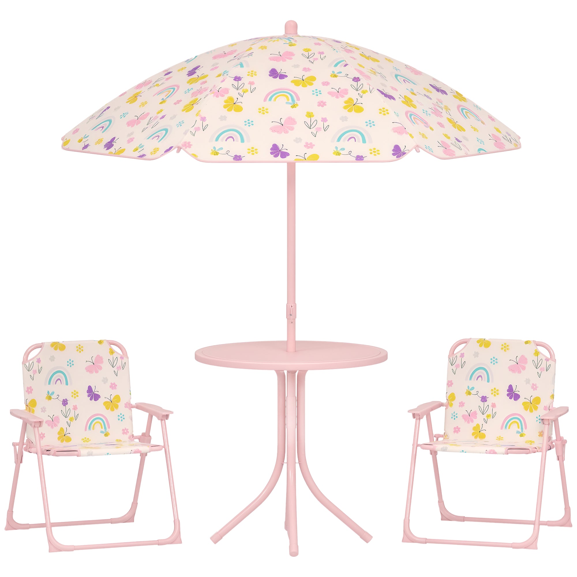 Conjunto Mesa e Cadeiras Infantil Borboletas Rosa Ø49,5x50 cm