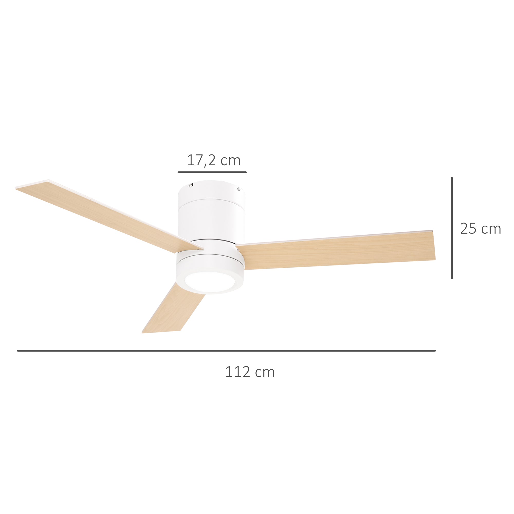 Ventoinha de Teto Ø112x25cm Branco com Luz LED e Controle Remoto