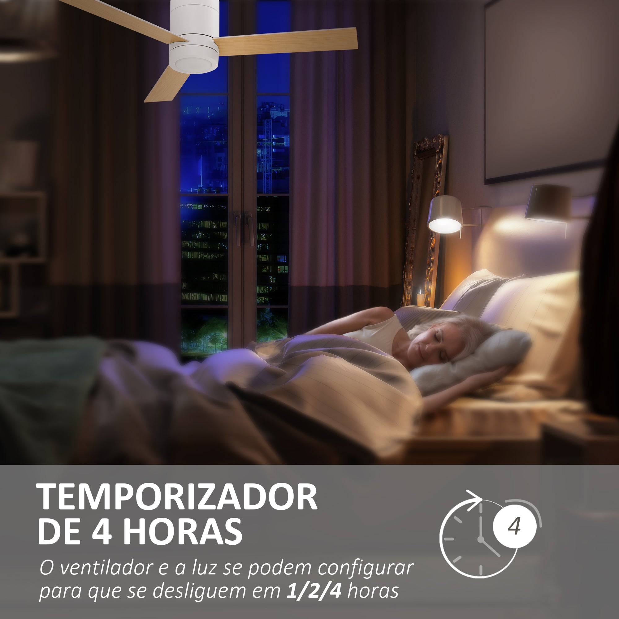 Ventoinha de Teto Ø112x25cm Branco com Luz LED e Controle Remoto