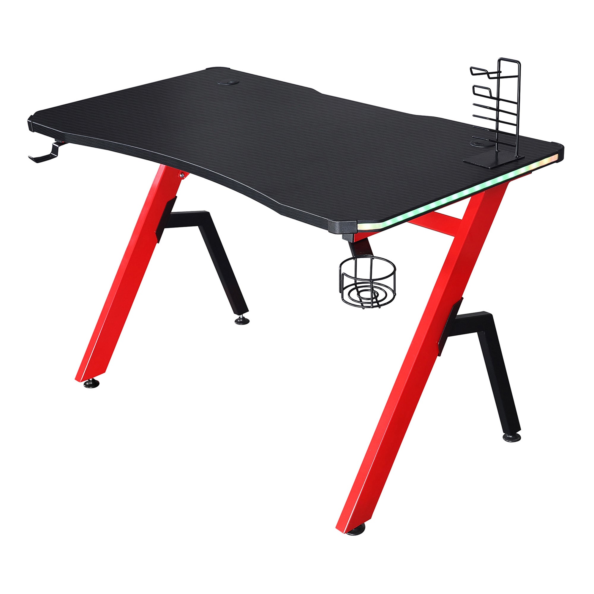 Mesa de Gaming com LED RGB 120x66x76cm Preto e Vermelho