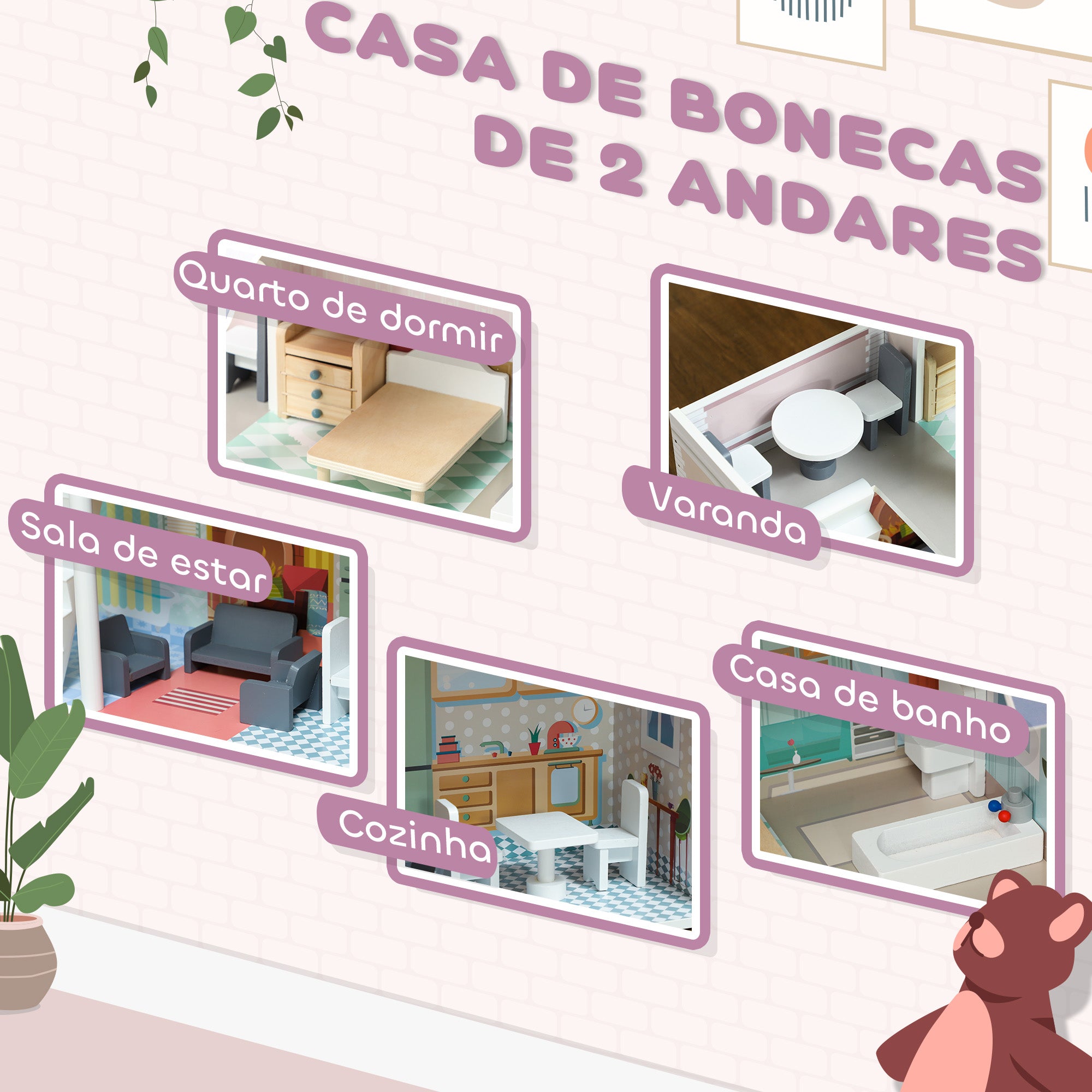 Casa de Bonecas 60x26,6x60 cm Multicor