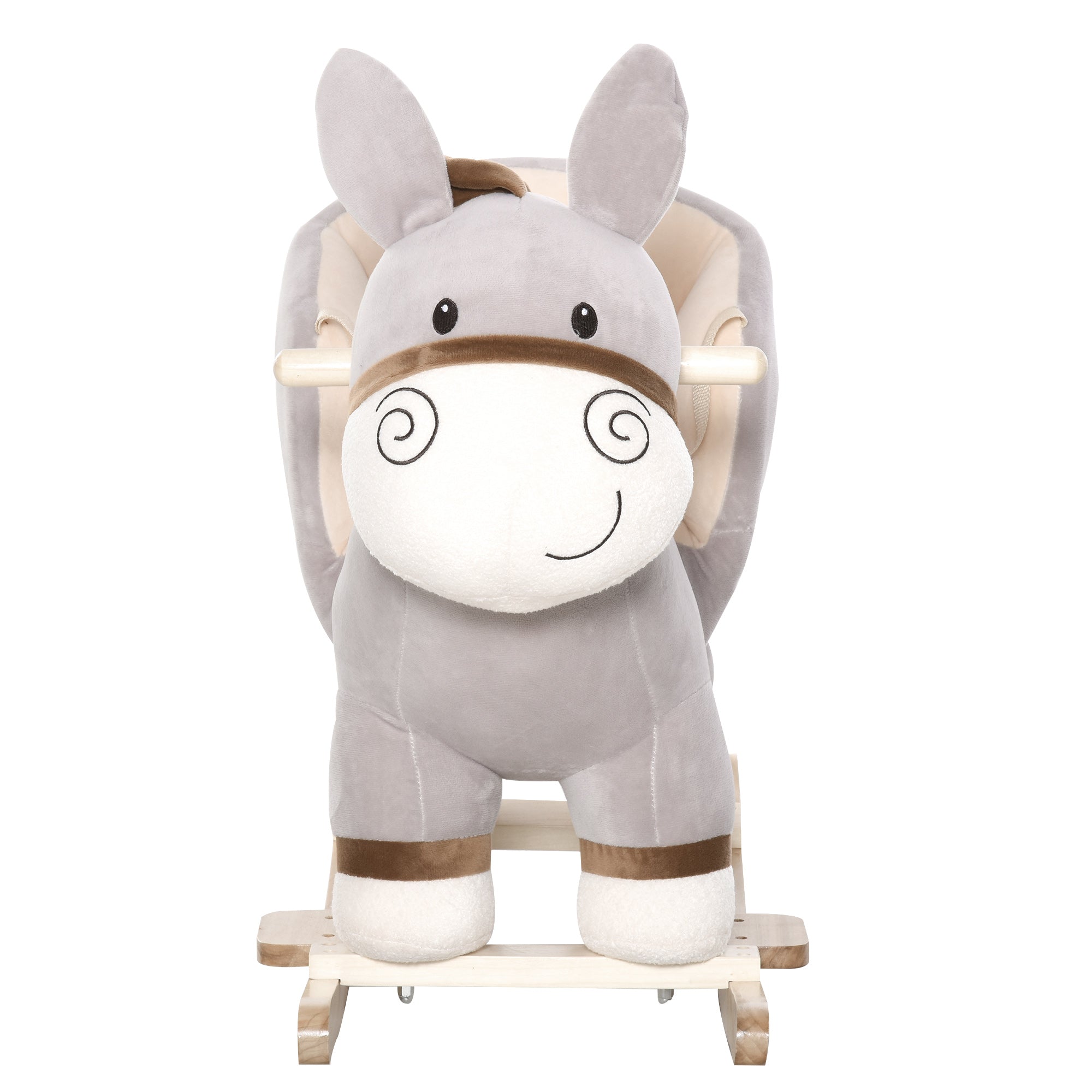 Baloiço Infantil Forma de Burro de Pelúcia 61x34x58 cm Cinzento