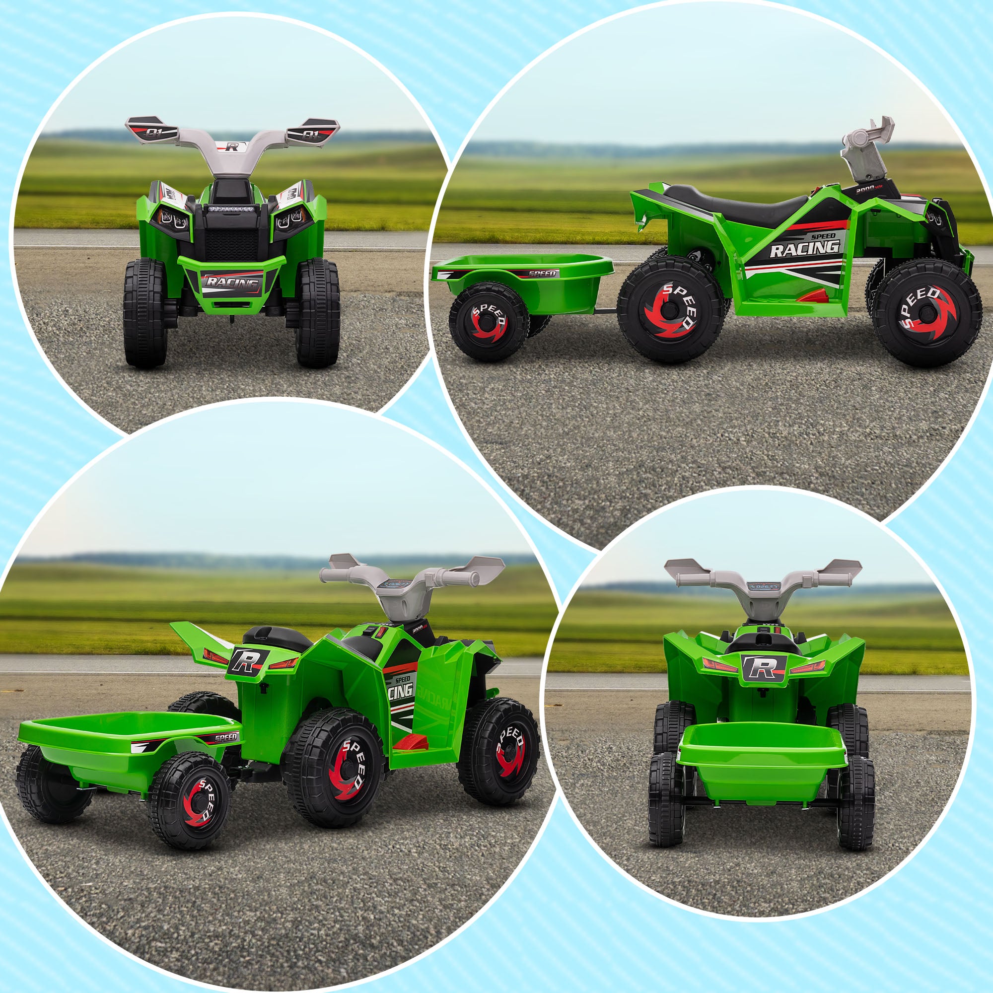 Quadriciclo Elétrico – 106x41,5x48,5 cm – Verde – PP e Metal