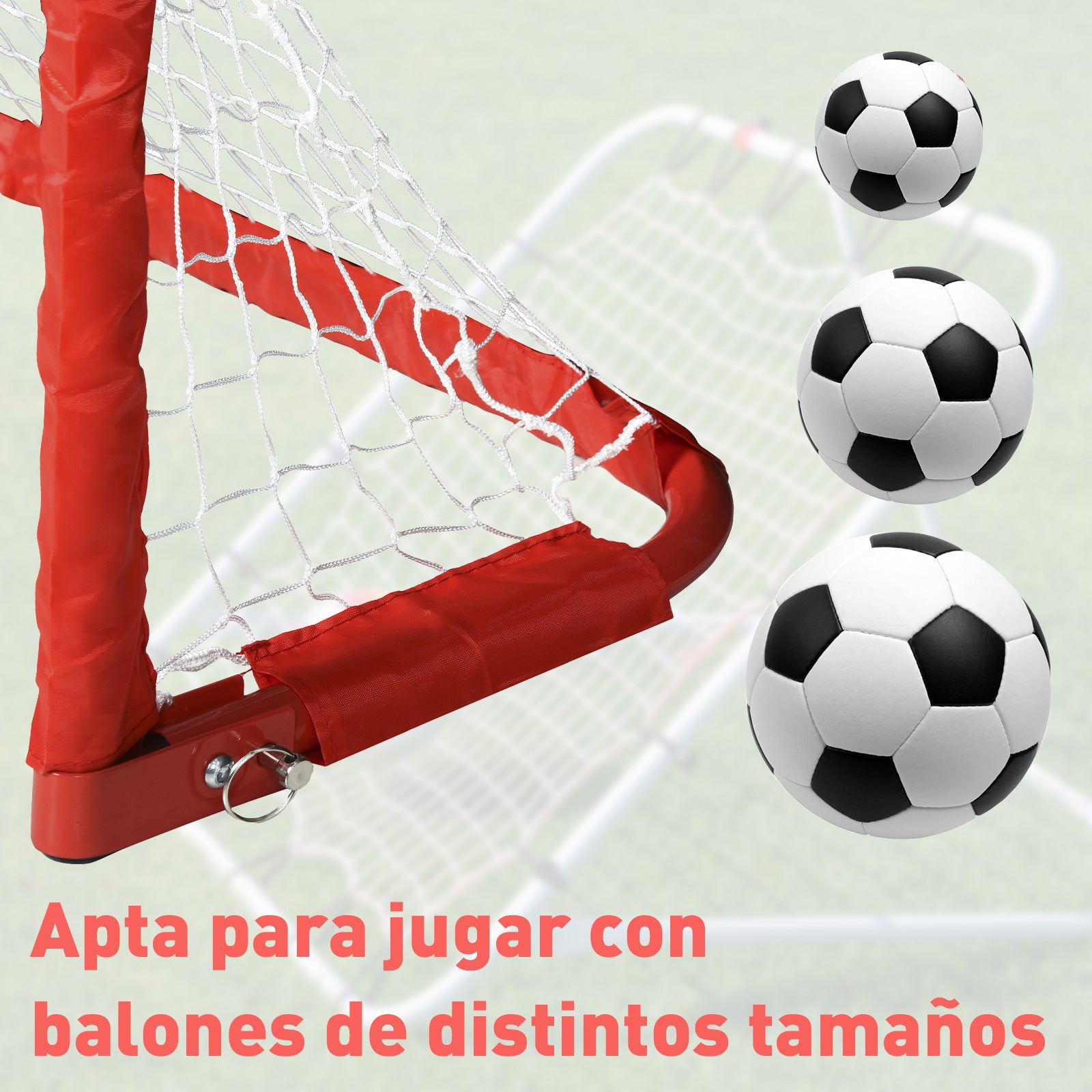 Conjunto de 2 balizas de futebol dobráveis vermelhas 90x36x60cm