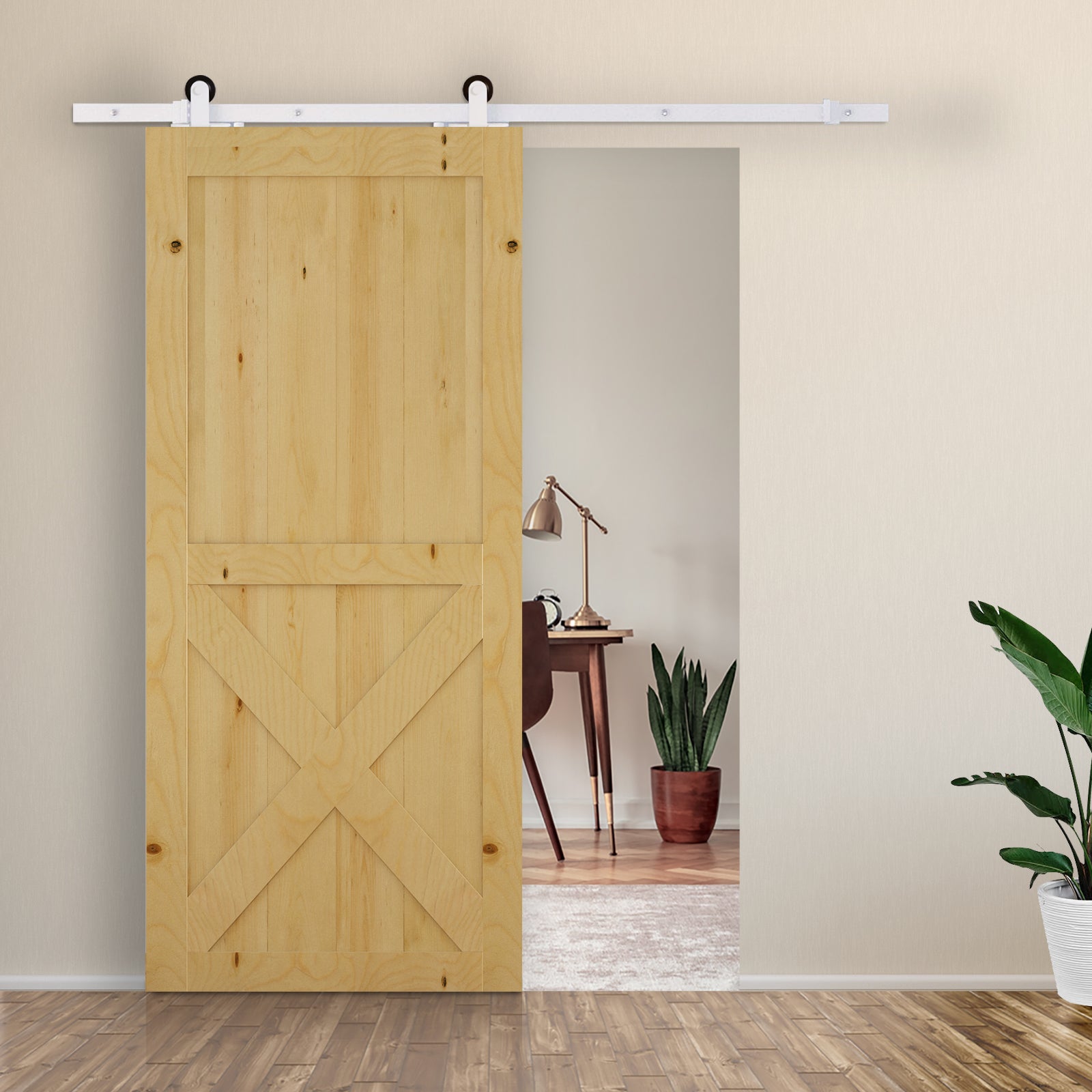 Kit de Ferragens para Porta Corredeira 183x0.6x4cm Branco