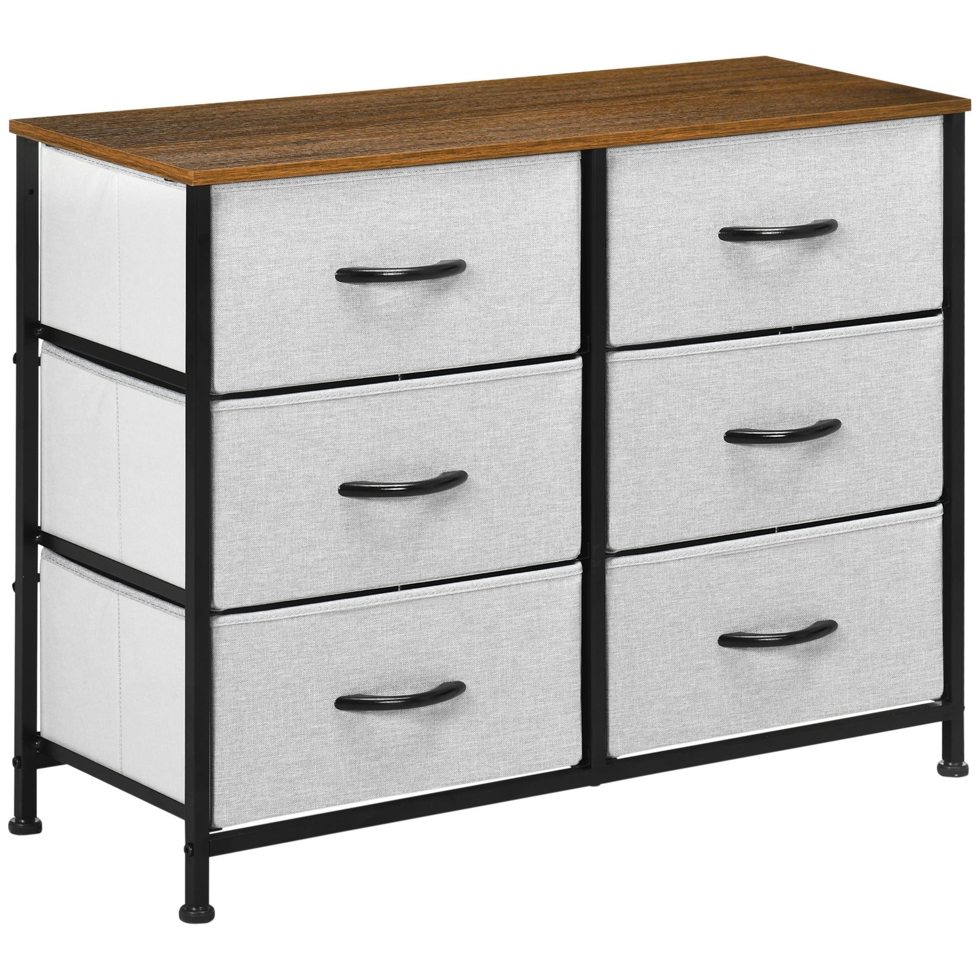 Cómoda Estilo Industrial 6 Gavetas Tecido Dobrável 80x30x62,5 cm Cinza e Marrom