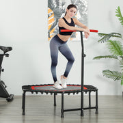 Trampolim Fitness Vermelho 114x114x132 cm com Guiador Ajustável em 3 Níveis