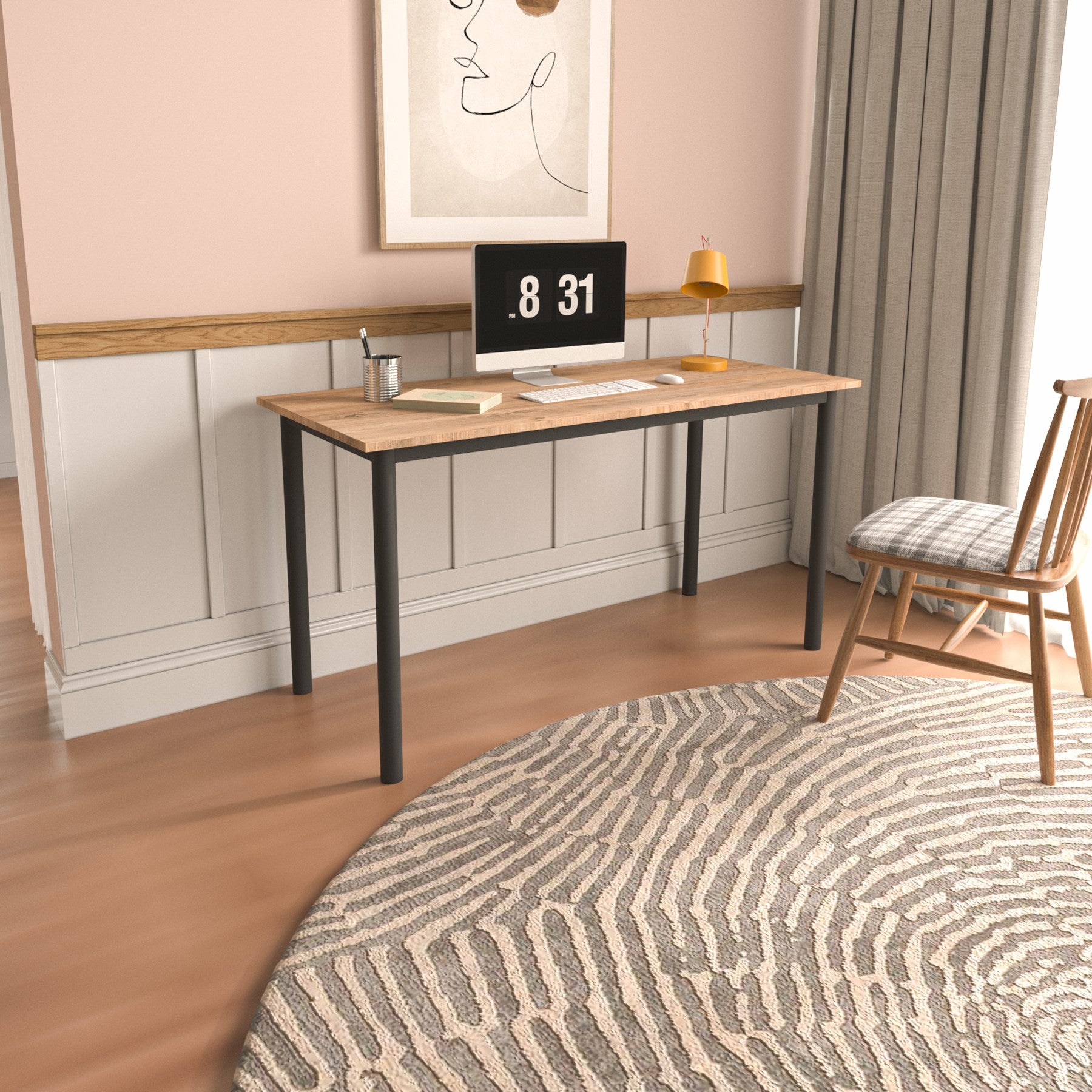Secretária de Estudo – 110 cm x 78 cm x 55 cm – Preto e Carvalho – Melamina