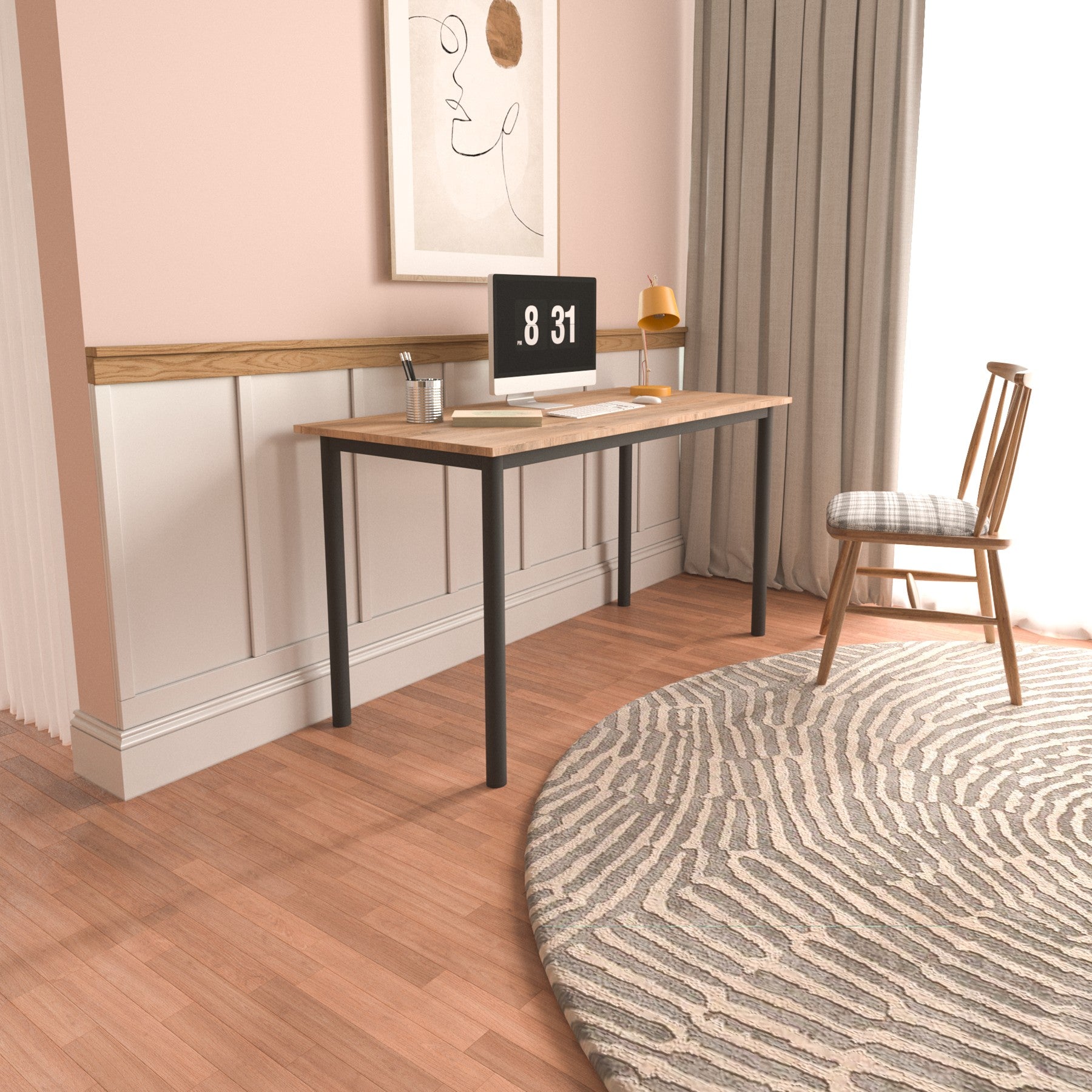 Secretária de Estudo – 110 cm x 78 cm x 55 cm – Preto e Carvalho – Melamina