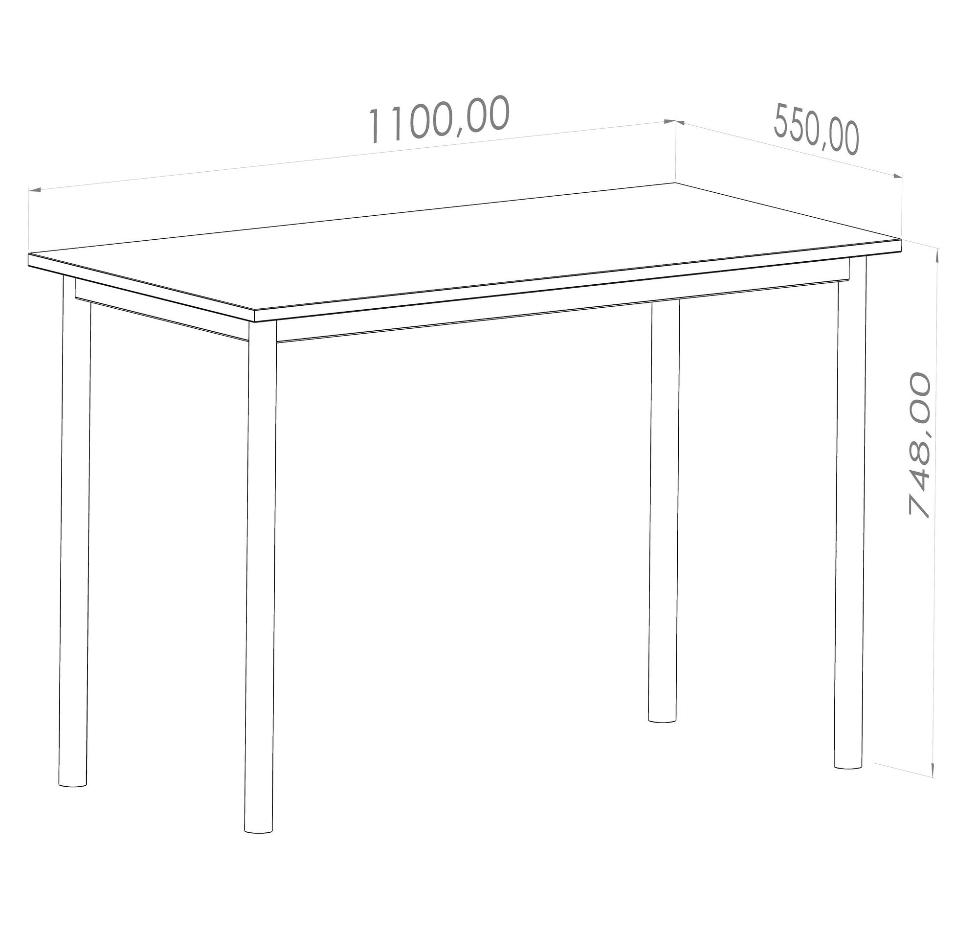 Secretária de Estudo – 110 cm x 78 cm x 55 cm – Preto e Carvalho – Melamina