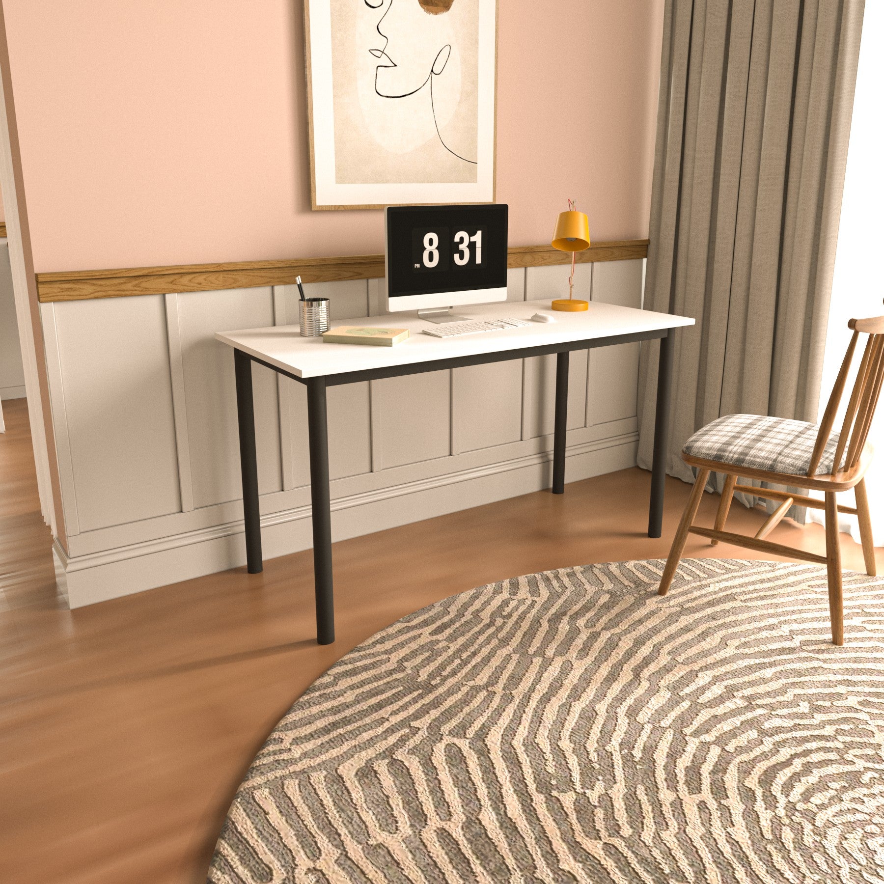 Secretária de Estudo – 110cm x 74.8cm x 55cm – Preto e Branco – Aglomerado