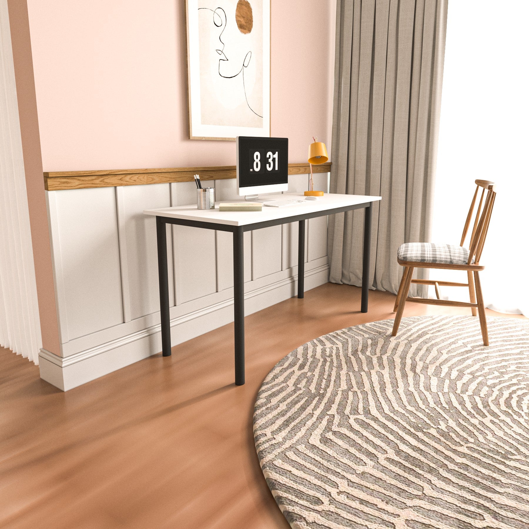 Secretária de Estudo – 110cm x 74.8cm x 55cm – Preto e Branco – Aglomerado