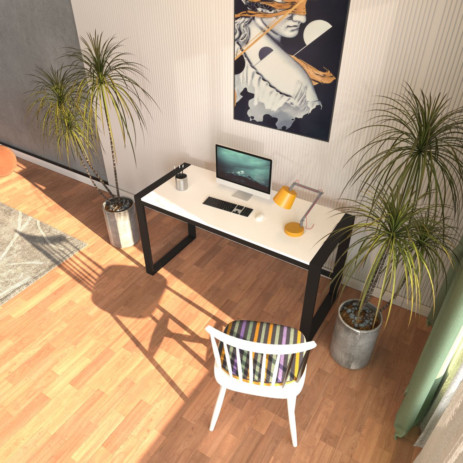 Secretária de Estudo – 122 cm x 77 cm x 55 cm – Branco e Preto – MDF e Metal