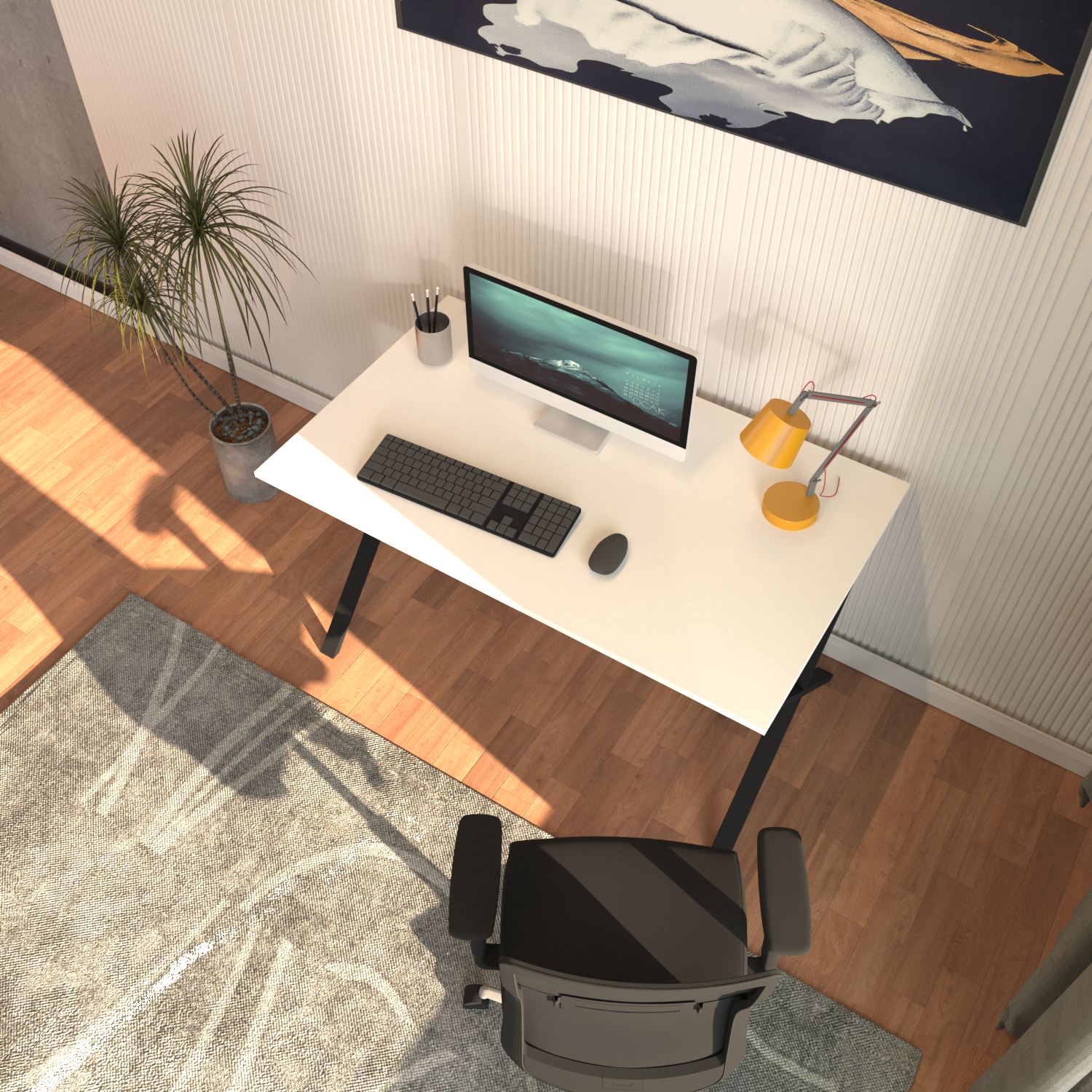 Secretária – 120cm x 77cm x 70cm – Preto e Branco – Aglomerado e Metal