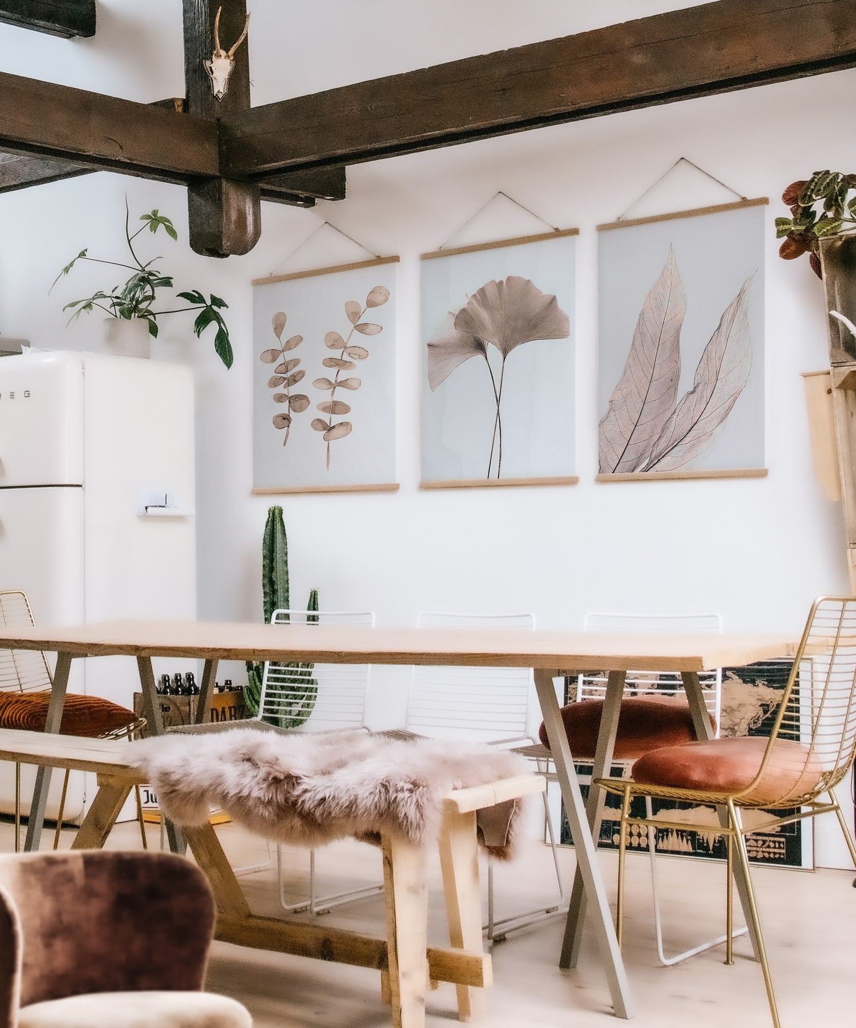 Tríptico Decorativo com Moldura em Madeira, Multicor – 40 x 60 cm (3 Peças)