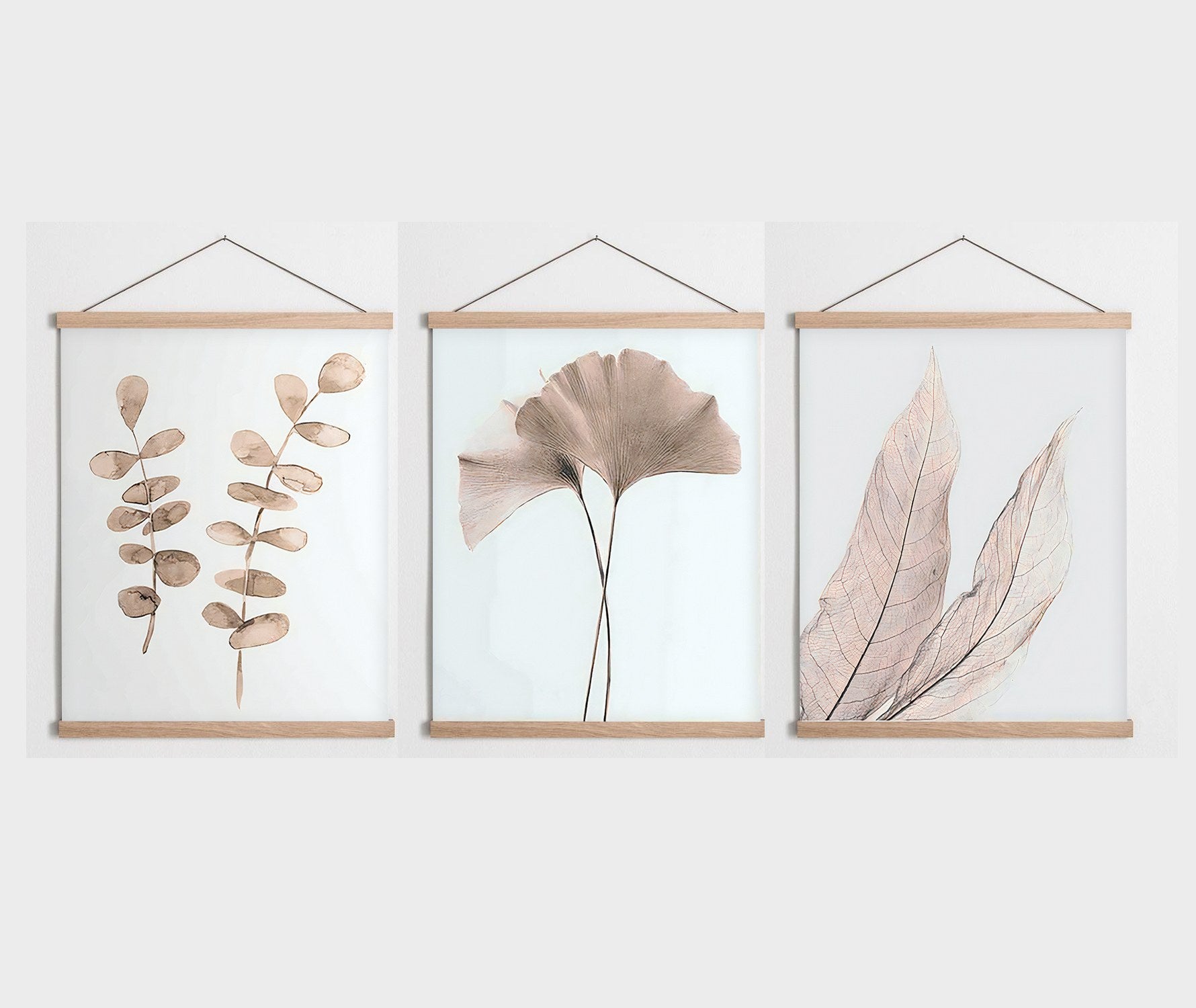 Tríptico Decorativo com Moldura em Madeira, Multicor – 40 x 60 cm (3 Peças)