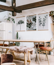 Conjunto de 3 Quadros Decorativos Multicolor com Moldura de Madeira - 40x60cm - Tela Mista Poliéster/Algodão