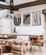 Conjunto de 3 Quadros Decorativos Multicolor com Moldura de Madeira - 40x60cm - Tela Mista Poliéster/Algodão