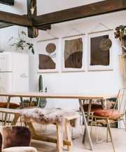 Conjunto de 3 Quadros Decorativos Multicolor com Moldura de Madeira - 40x60cm - Tela Mista Poliéster/Algodão