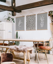 Conjunto de 3 Quadros Decorativos Multicolor com Moldura de Madeira - 40x60cm - Tela Mista Poliéster/Algodão