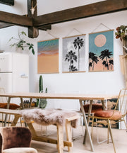 Conjunto de 3 Quadros Decorativos Multicolor com Moldura de Madeira - 40x60cm - Tela Mista Poliéster/Algodão