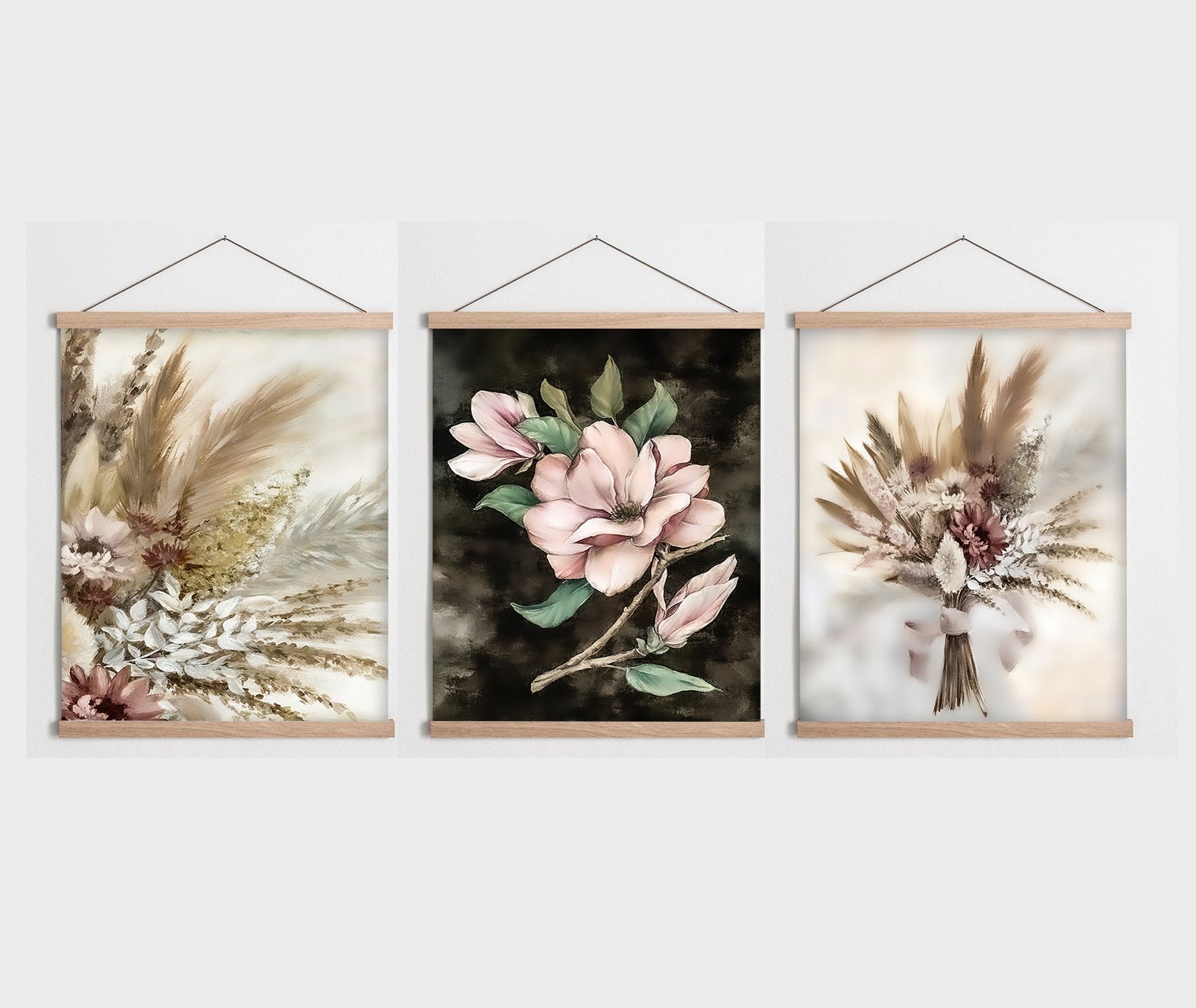 Quadro Decorativo Emoldurado Multicolor SRG10 - 3 Peças 40x60cm em Madeira