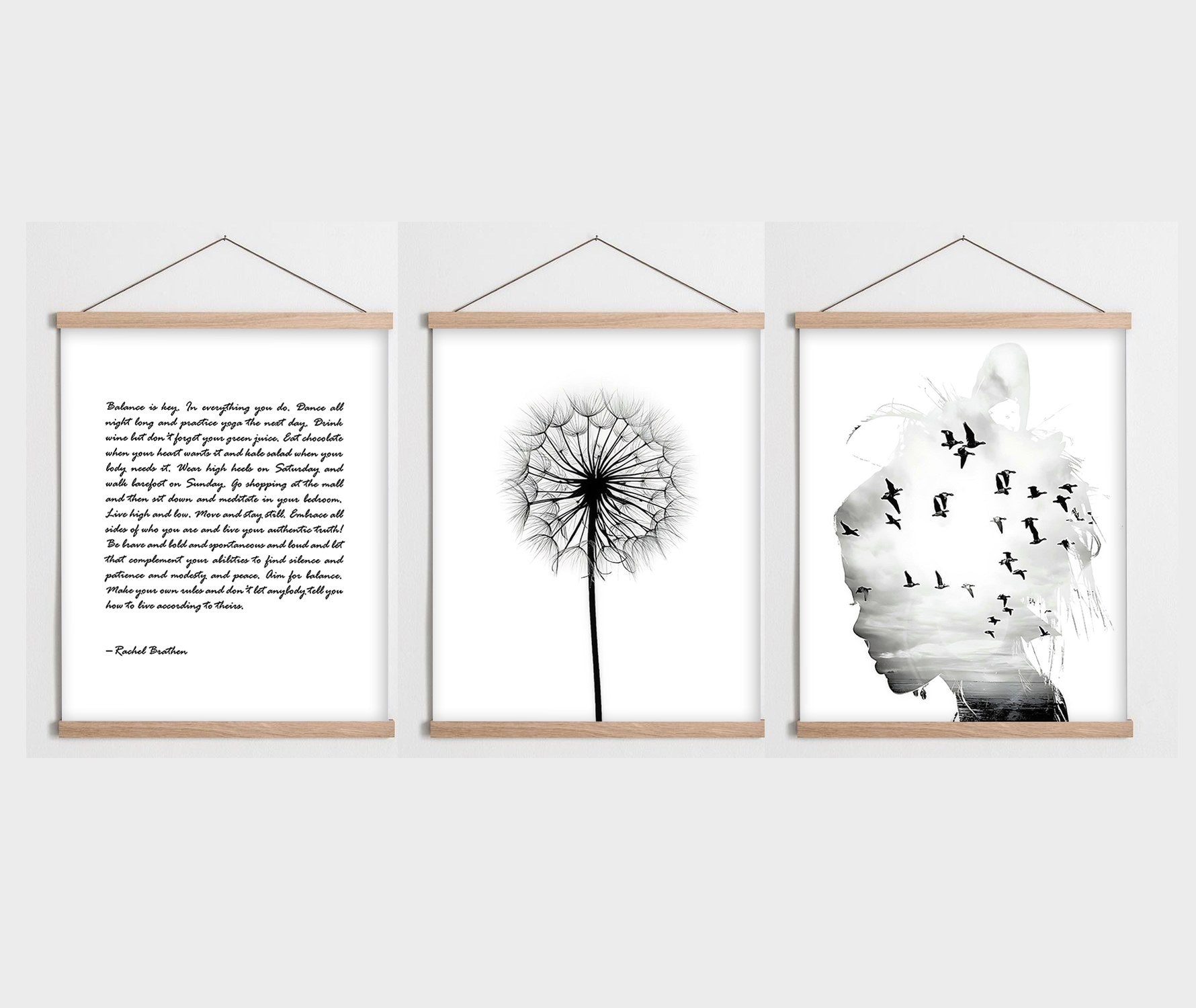 Conjunto de 3 Quadros Decorativos Multicolor SRG13 - Moldura em Madeira 40x60cm