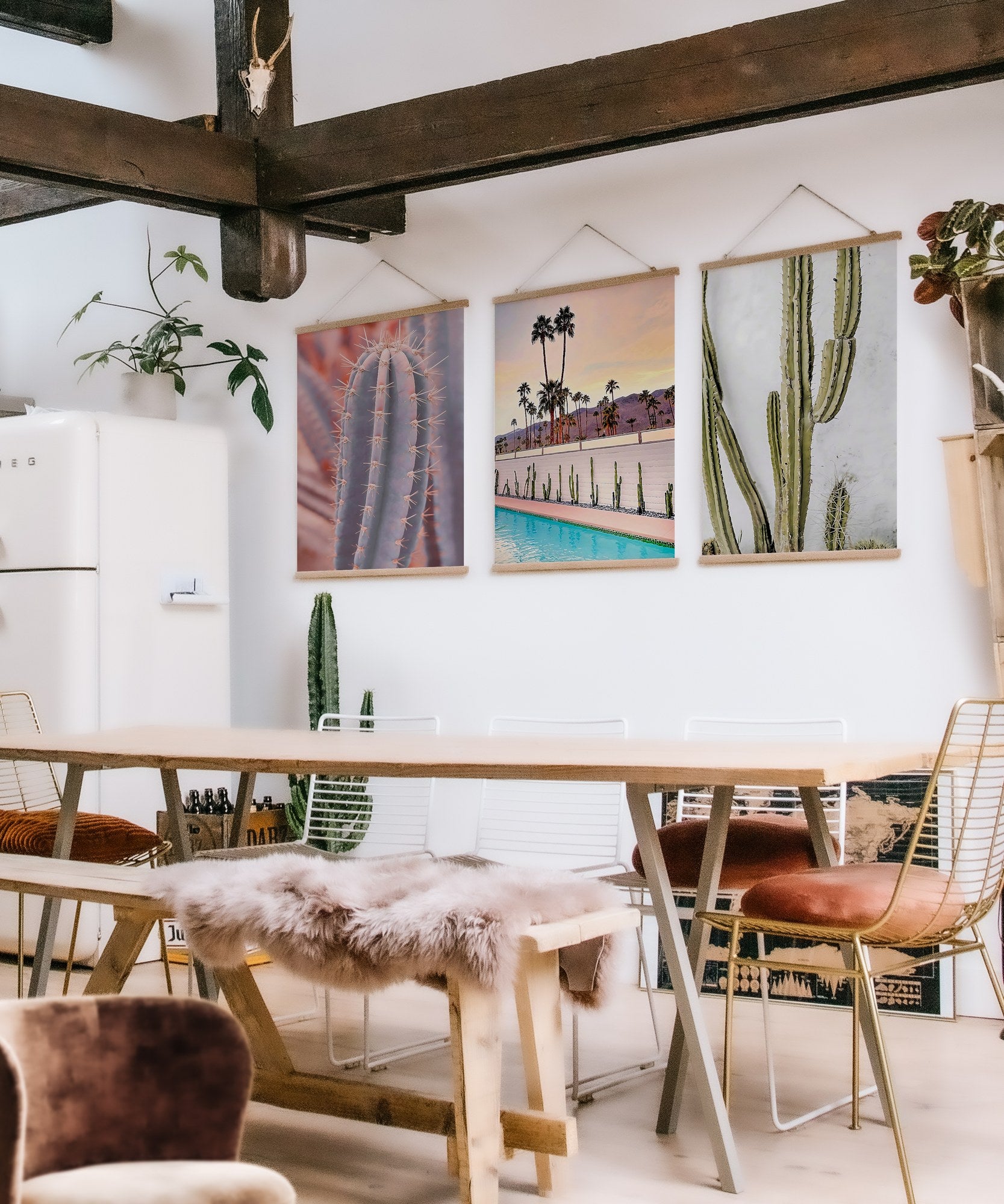 Conjunto de 3 Quadros Decorativos Multicolor SRG15 - Moldura em Madeira 40x60cm