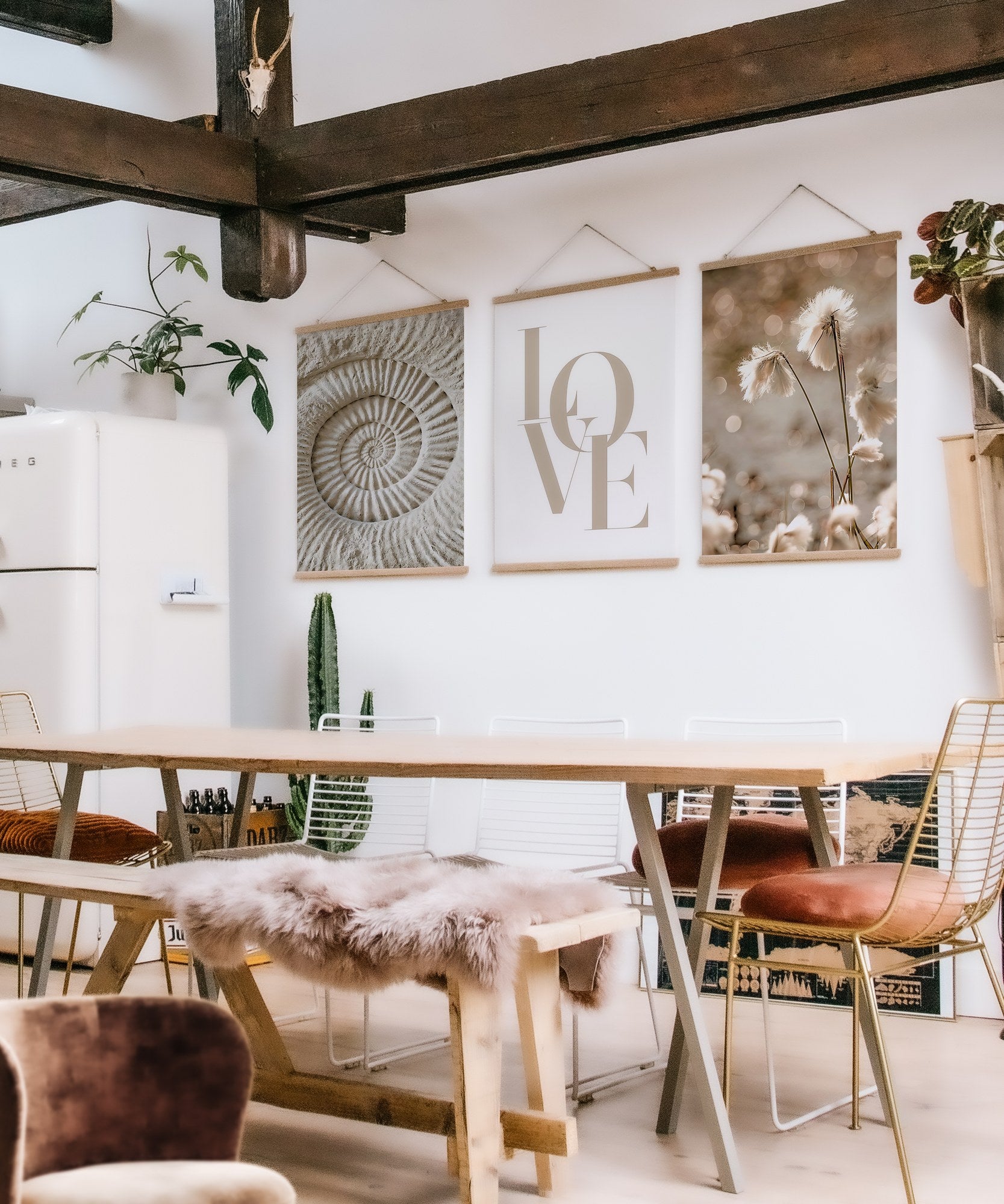 Conjunto de 3 Quadros Decorativos Multicolor SRG16 - Moldura em Madeira 40x60cm