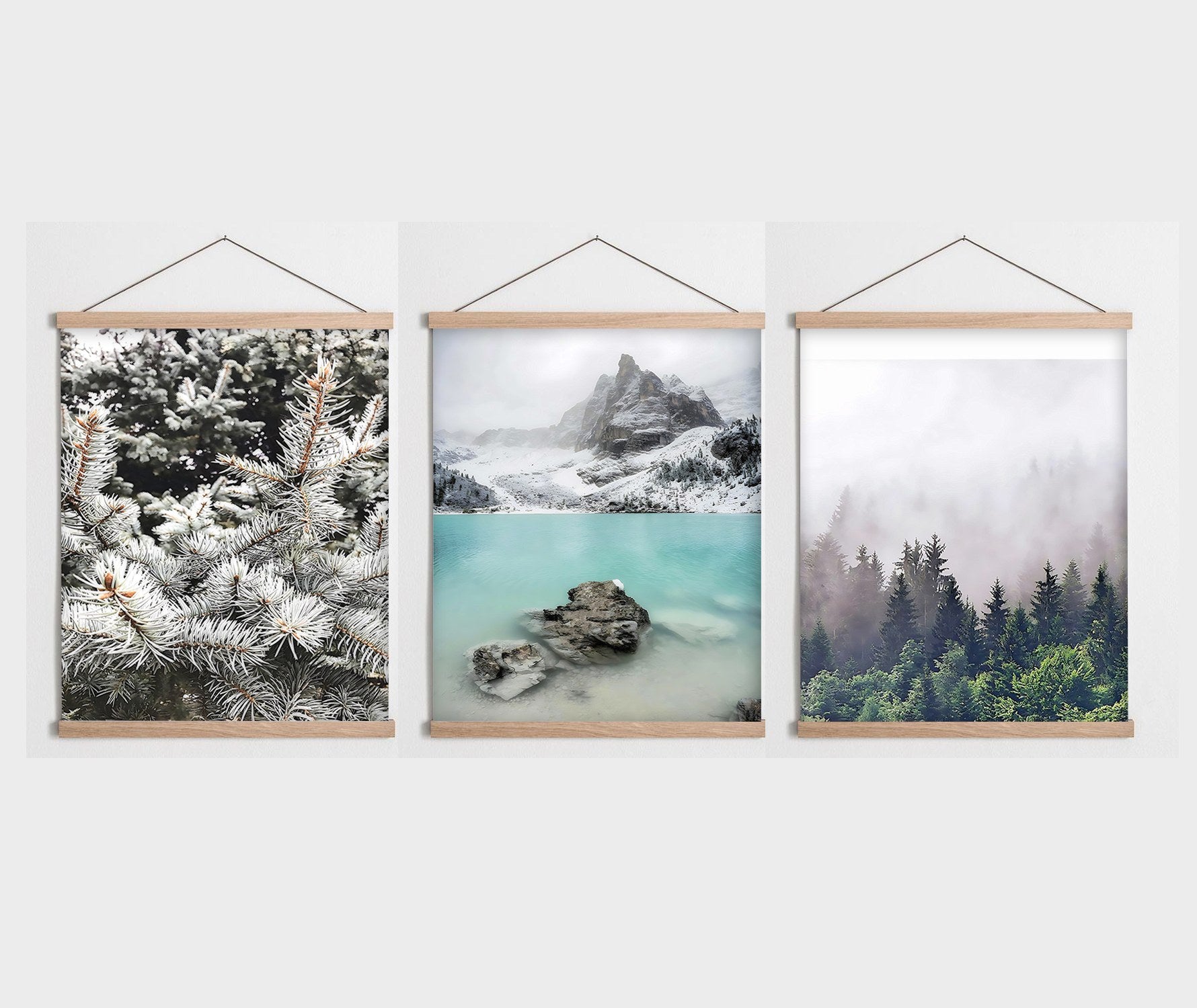 Quadro Decorativo Emoldurado Multicolor - 3 Peças em Madeira 40x60cm