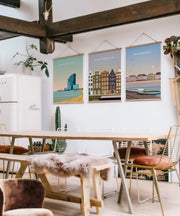 Conjunto de 3 Quadros Decorativos Multicolor SRG22 - Moldura em Madeira 40x60cm