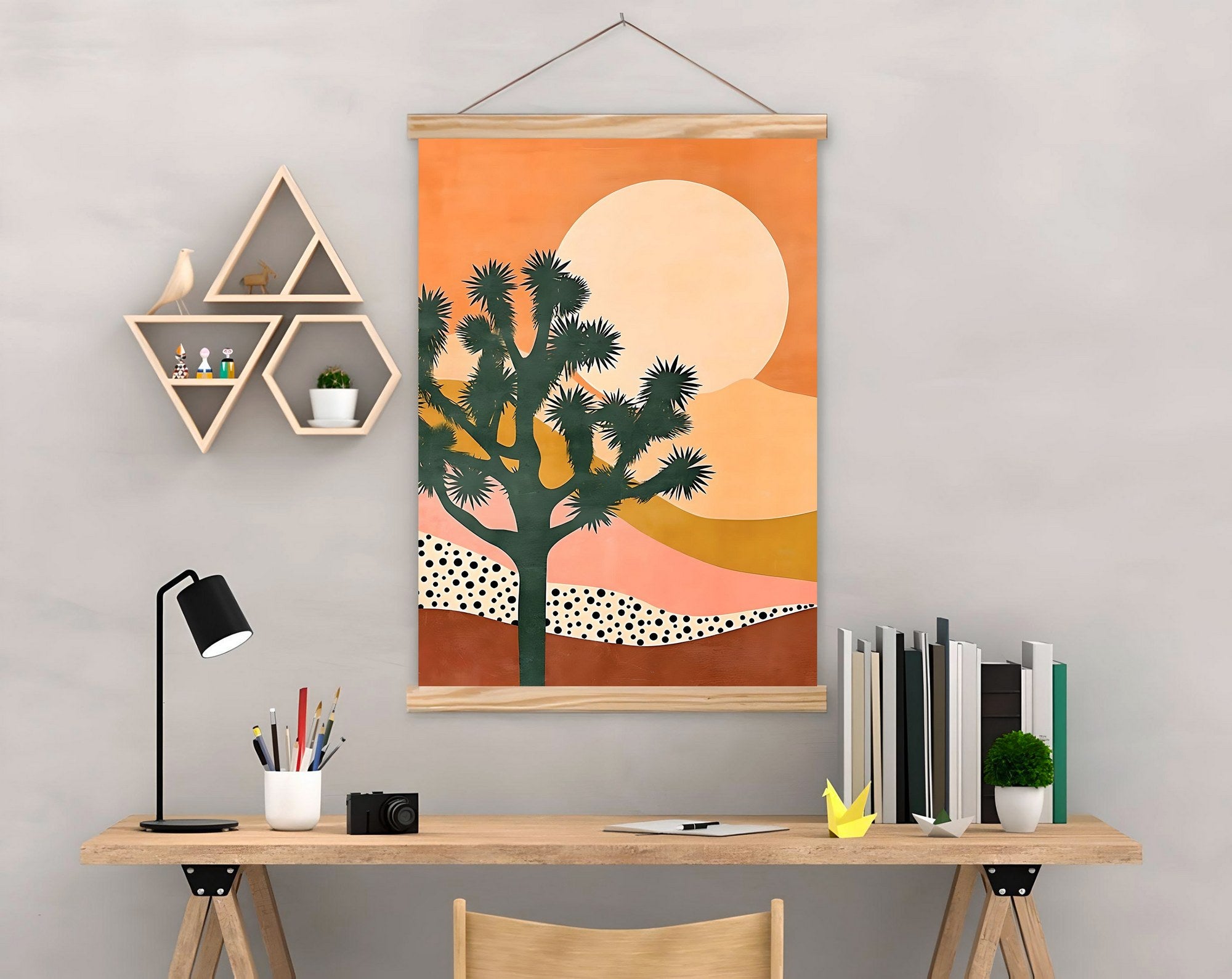 Quadro Decorativo Emoldurado Multicolor 50x70cm - Moldura de Madeira 100% - Mistura Algodão e Poliéster