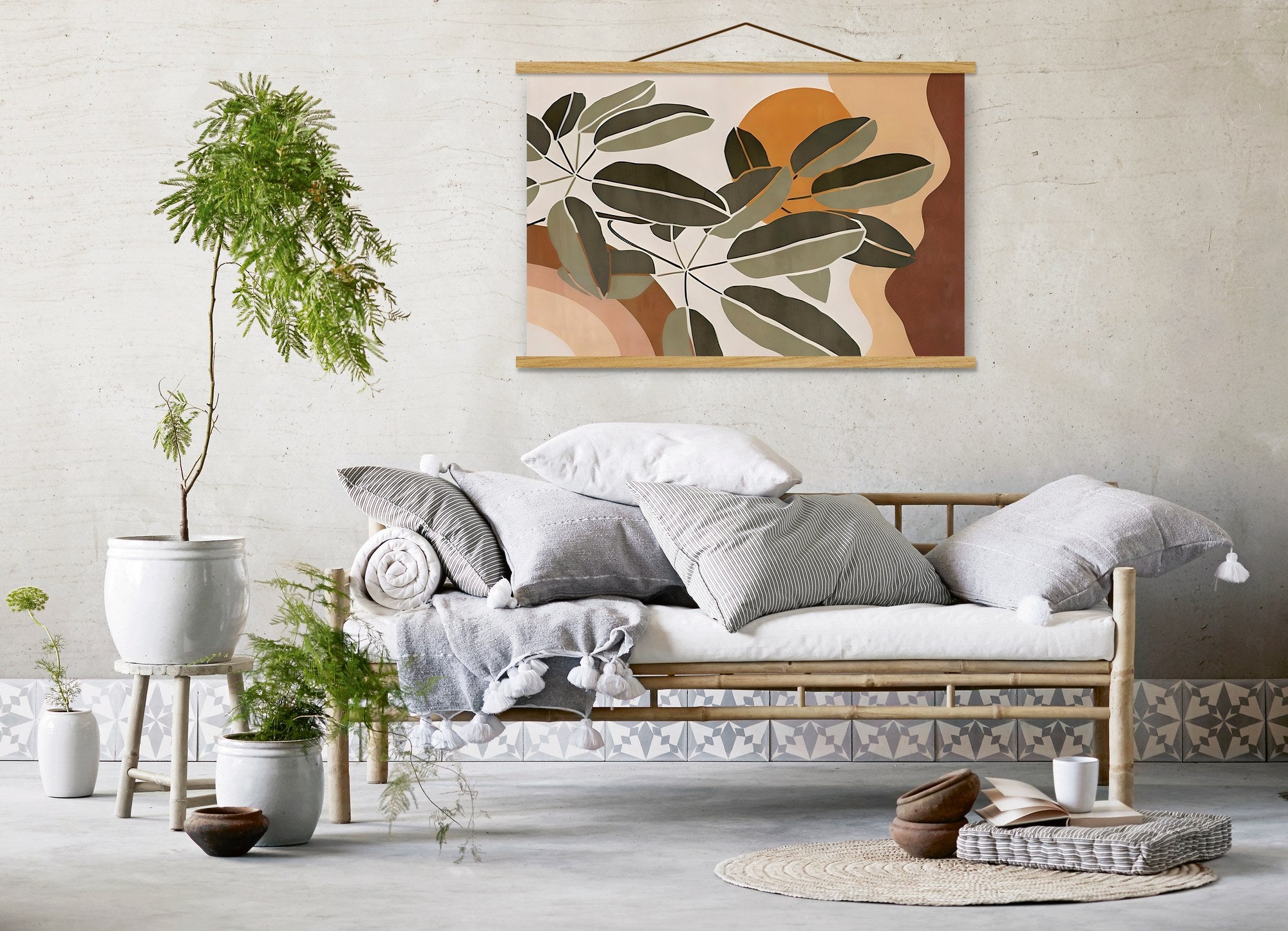 Quadro Decorativo Emoldurado MRG10 Multicolor 50x70cm - Moldura Madeira 100% e Tecido Misto Poliéster/Algodão