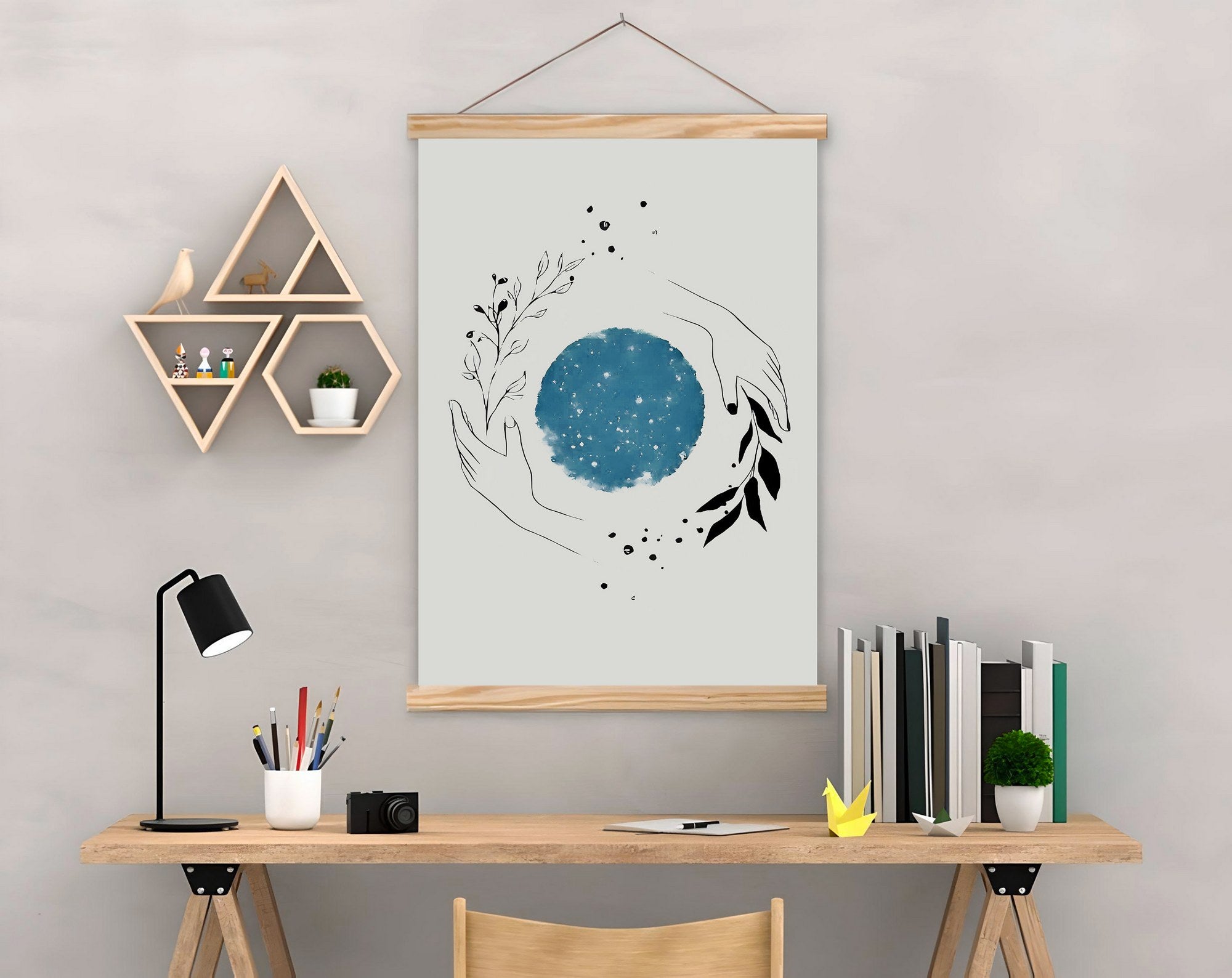 Quadro Decorativo Emoldurado MRG12 Multicolor 50x70cm - Moldura Madeira 100% e Tela Mista Poliéster/Algodão