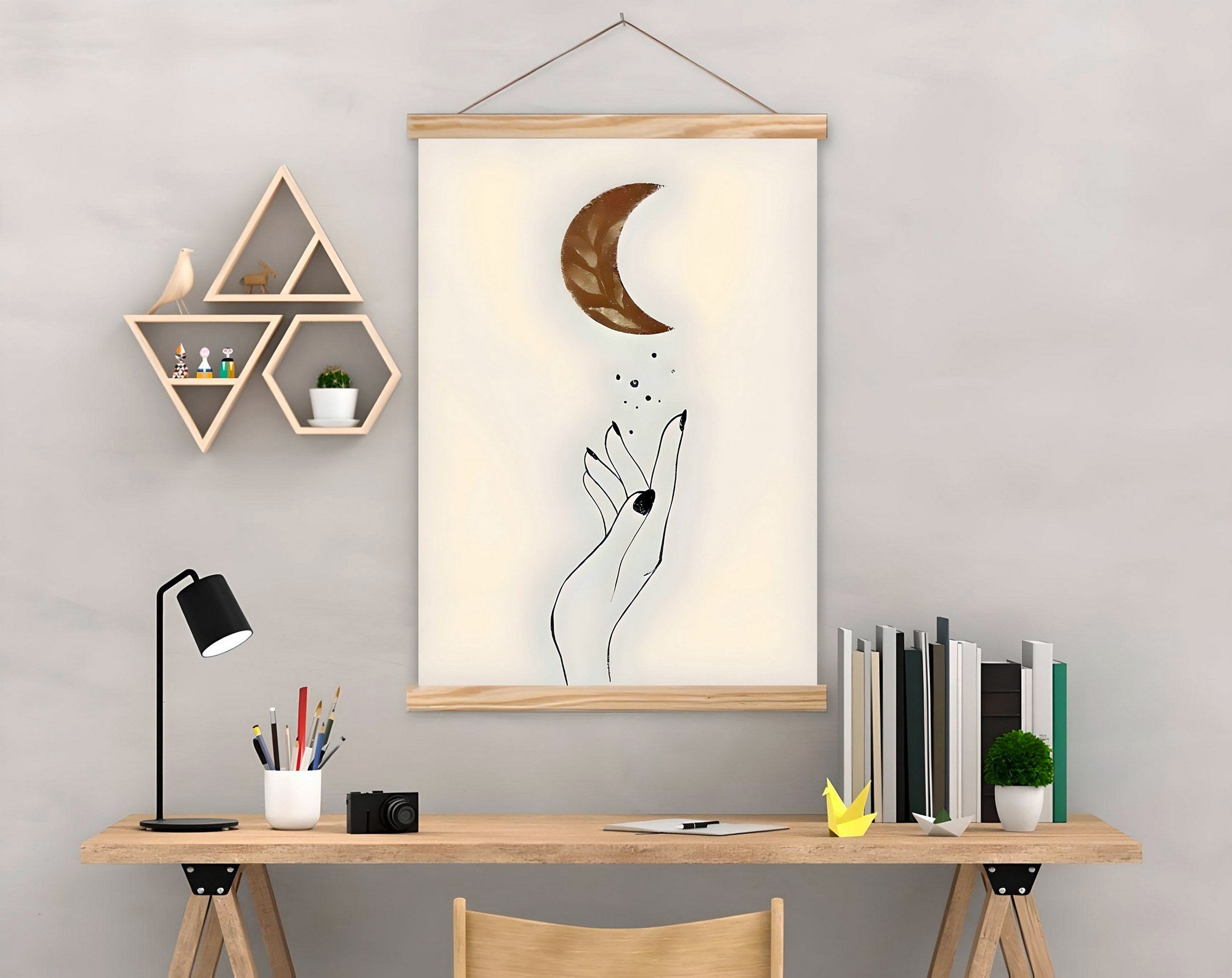 Quadro Decorativo Emoldurado MRG13 Multicolor 50x70cm - Moldura Madeira 100% e Tela Mista Poliéster/Algodão