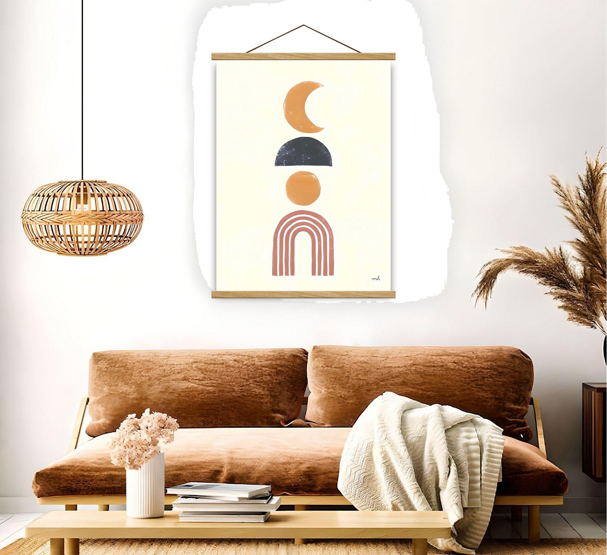 Quadro Decorativo Emoldurado MRG14 Multicolor 50x70cm - Moldura Madeira 100% e Tela Mista Poliéster/Algodão