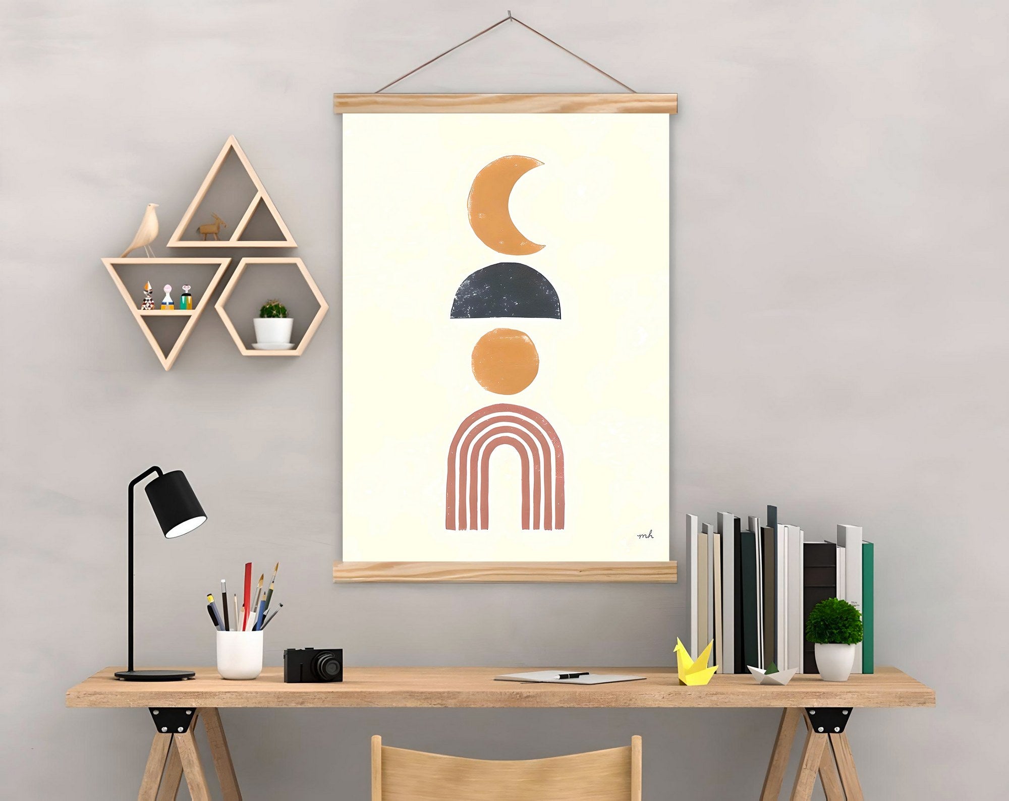 Quadro Decorativo Emoldurado MRG14 Multicolor 50x70cm - Moldura Madeira 100% e Tela Mista Poliéster/Algodão