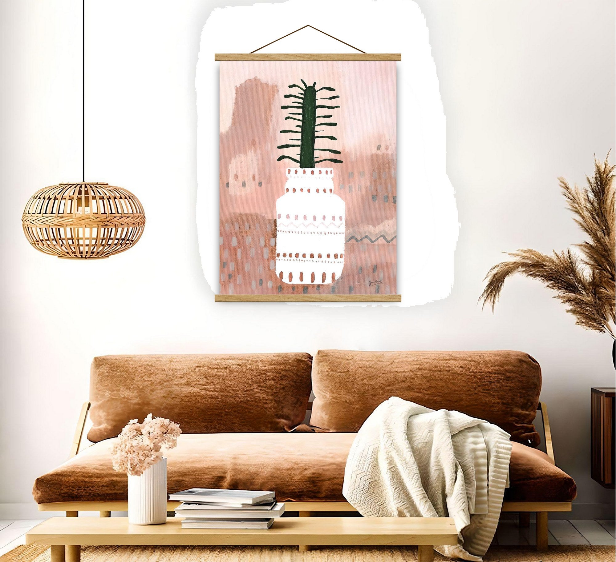 Quadro Decorativo Emoldurado MRG18 Multicolor 50x70cm - Moldura Madeira 100% e Tecido Misto Poliéster/Algodão