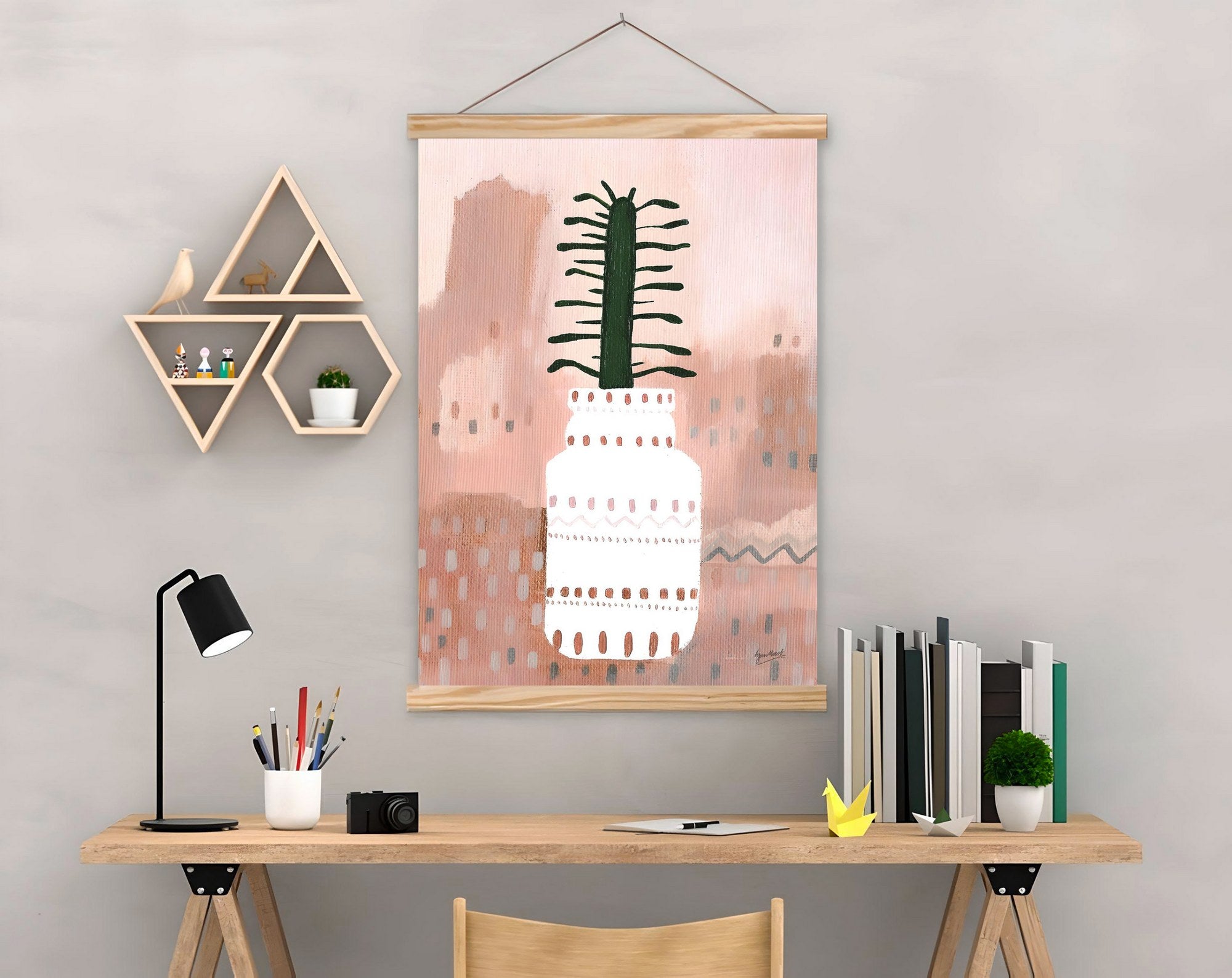 Quadro Decorativo Emoldurado MRG18 Multicolor 50x70cm - Moldura Madeira 100% e Tecido Misto Poliéster/Algodão