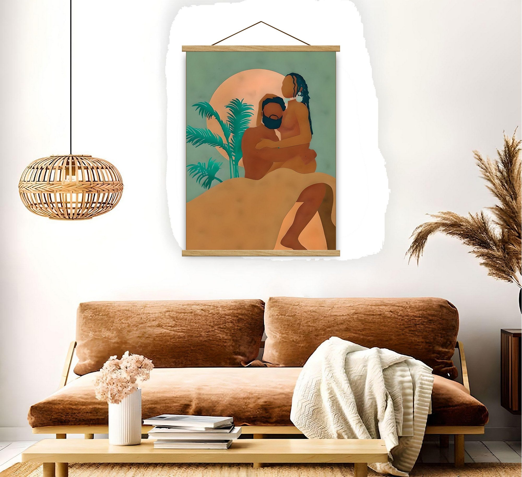 Quadro Decorativo Emoldurado MRG21 Multicolor 50x70cm - Moldura Madeira 100% e Tecido Misto Poliéster/Algodão