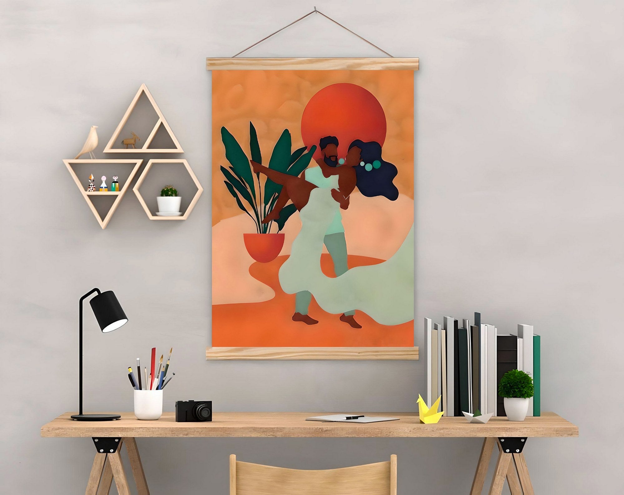 Quadro Decorativo em Tela (50% poliéster/50% algodão) com Moldura de Madeira, Multicolor, 50 x 70 cm – MRG22