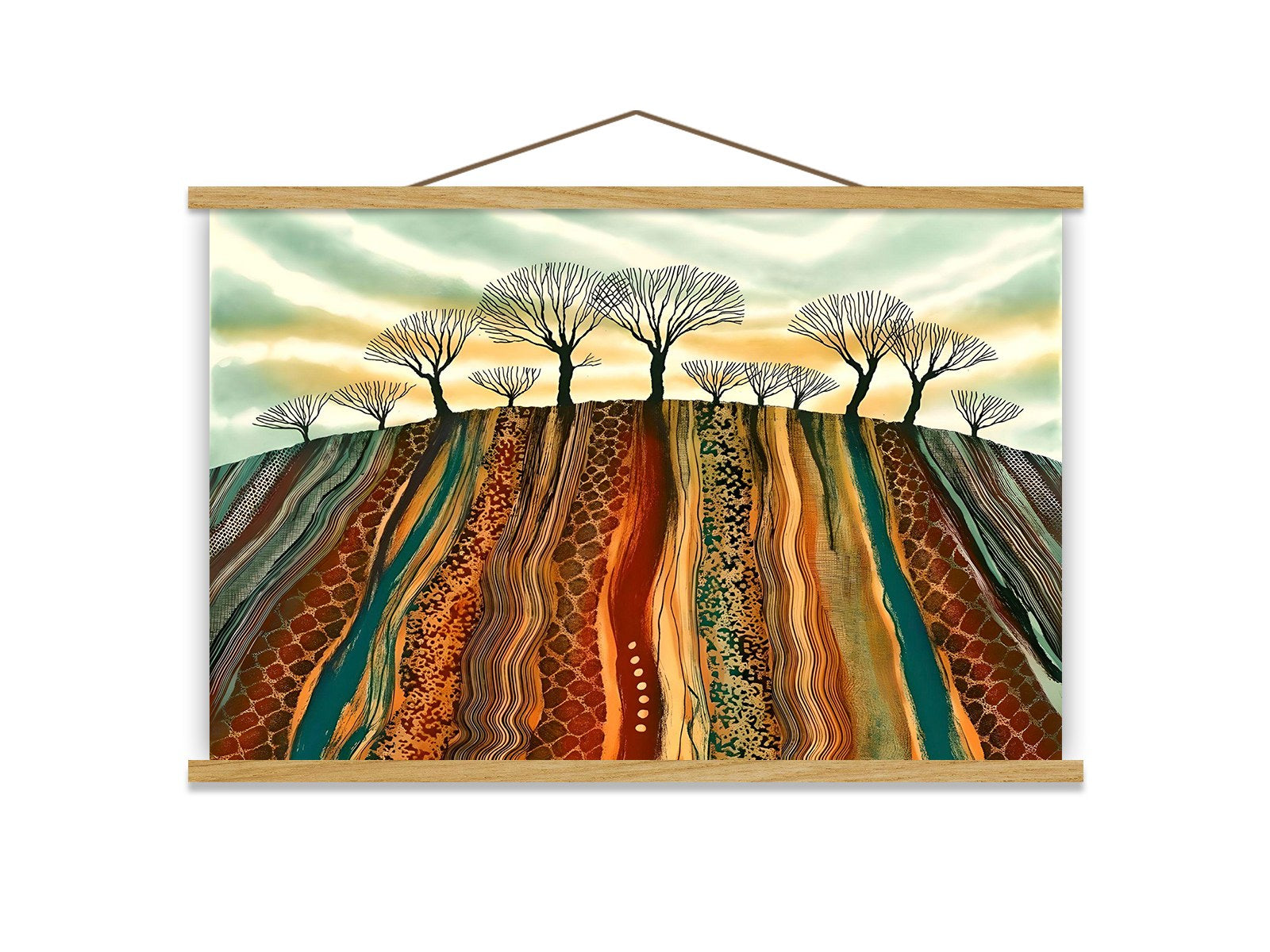 Quadro Decorativo Emoldurado MRG23 Multicolor 50x70cm - Moldura Madeira 100% e Tecido Misto Poliéster/Algodão